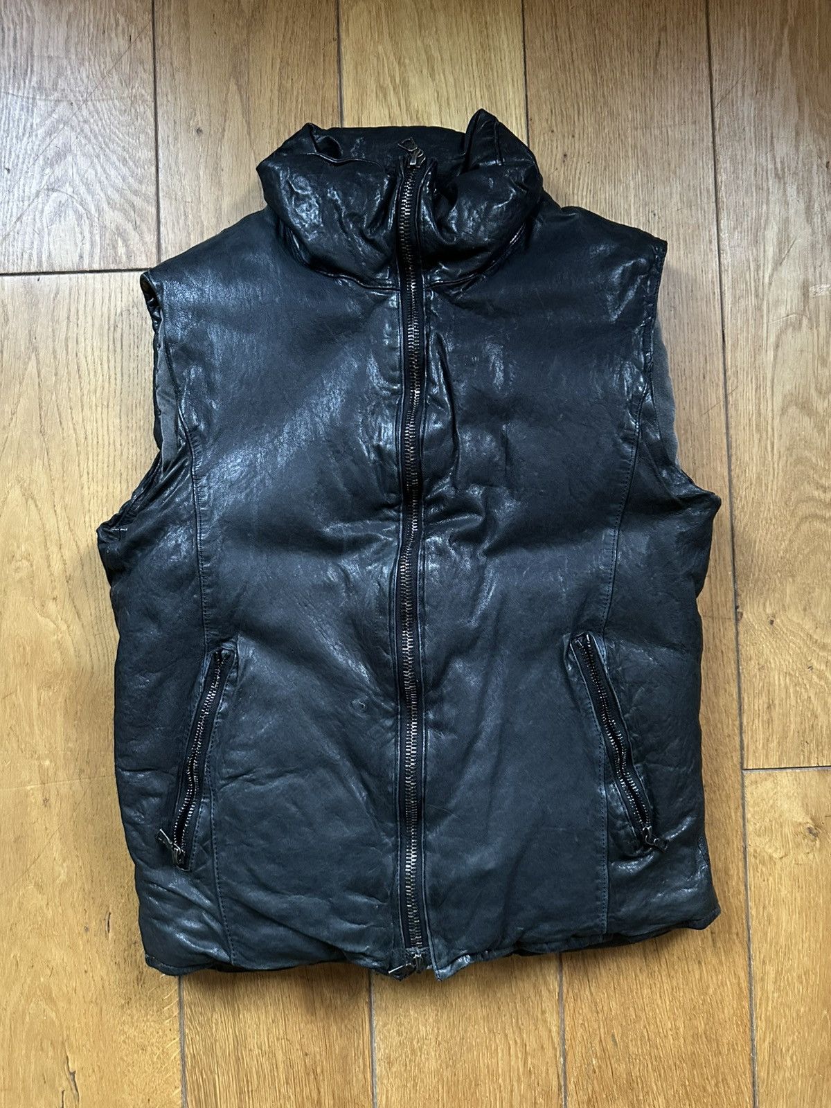 Isamu Katayama Backlash Metallic Navy Leather Down Vest JP 2 Fits US S Size US S / EU 44-46 / 1 - 20 Thumbnail