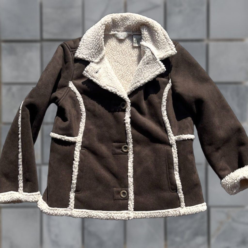 Vintage VINTAGE L.L. Bean Jacket Women Petite Medium Brown Sherpa Hippie Boho Music 60s Womens Size M / US 6-8 / IT 42-44 - 1 Thumbnail