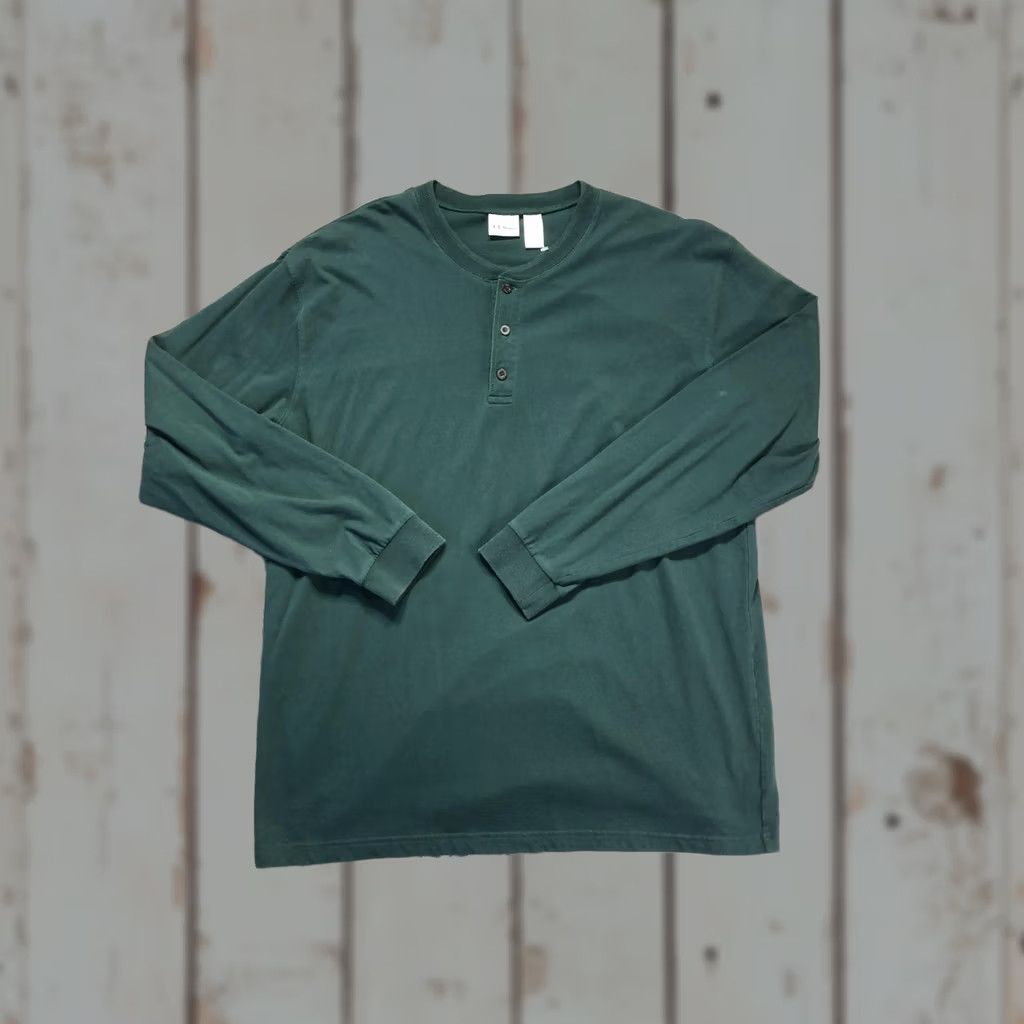 Vintage L.L.Bean Henley Shirt Mens XLT Green Long Sleeve Cotton Tee Tall Soft Knit Size US XL / EU 56 / 4 - 1 Thumbnail