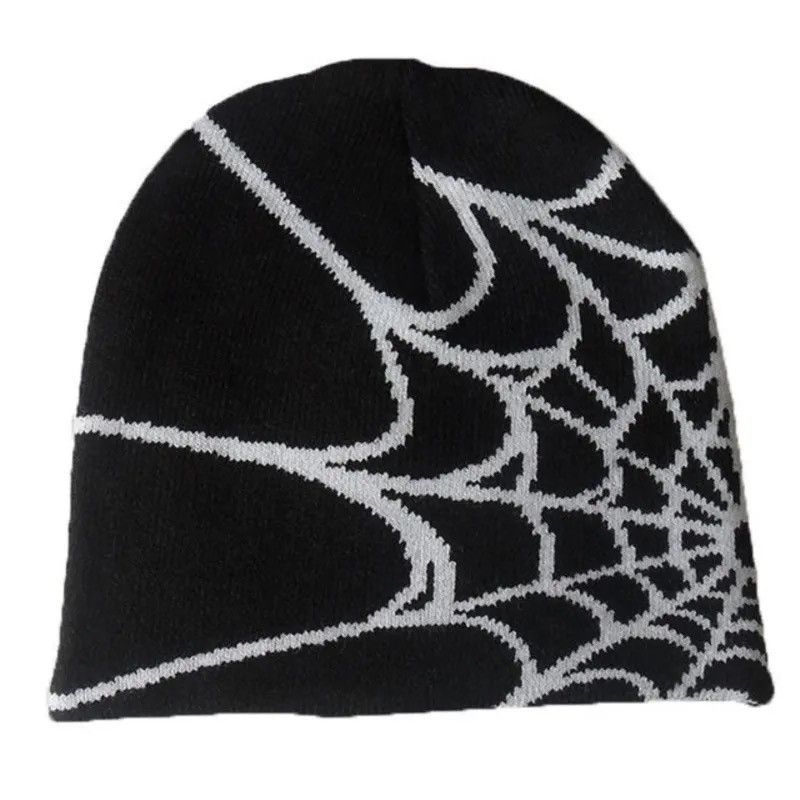 Japanese Brand Spider Web Graphic Beanie Hat Black Vintage y2k Size ONE SIZE - 1 Thumbnail