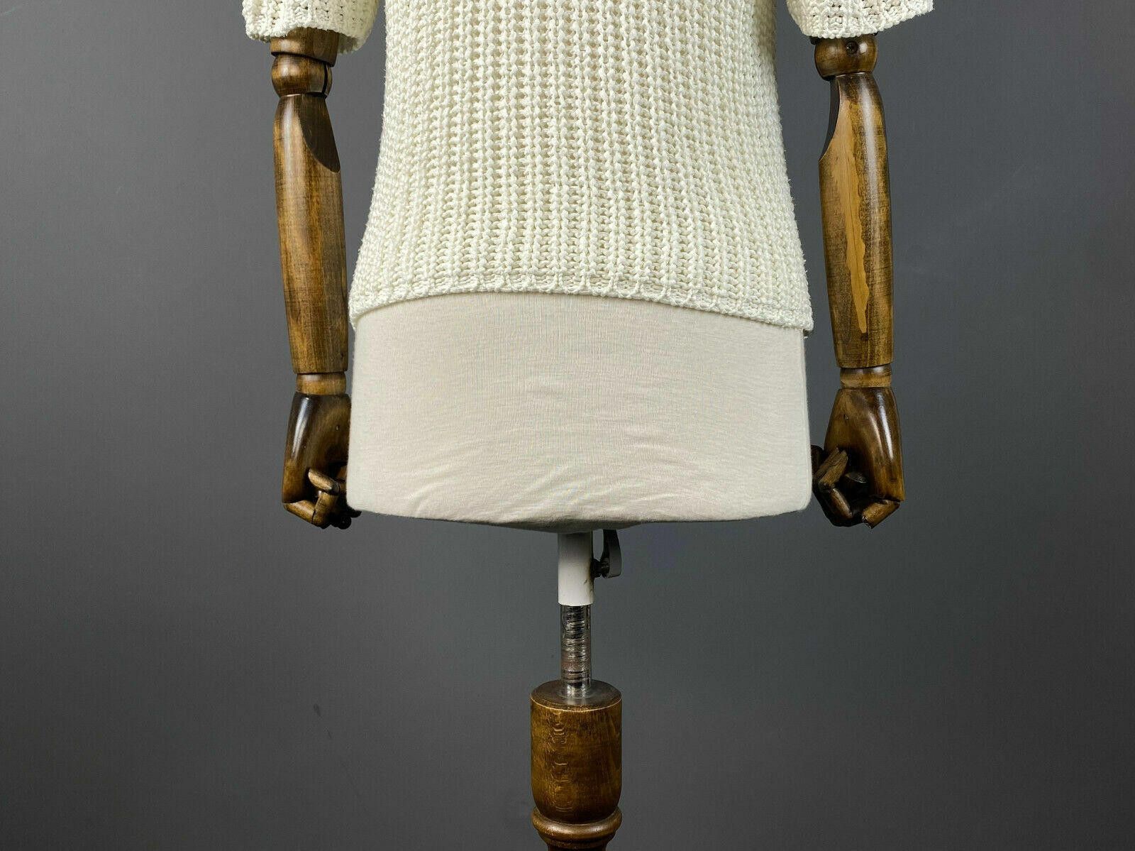 Designer Elisa Cavaletti White Short Sleeve Chunky Knit Sweater L Size M / US 6-8 / IT 42-44 - 7 Thumbnail