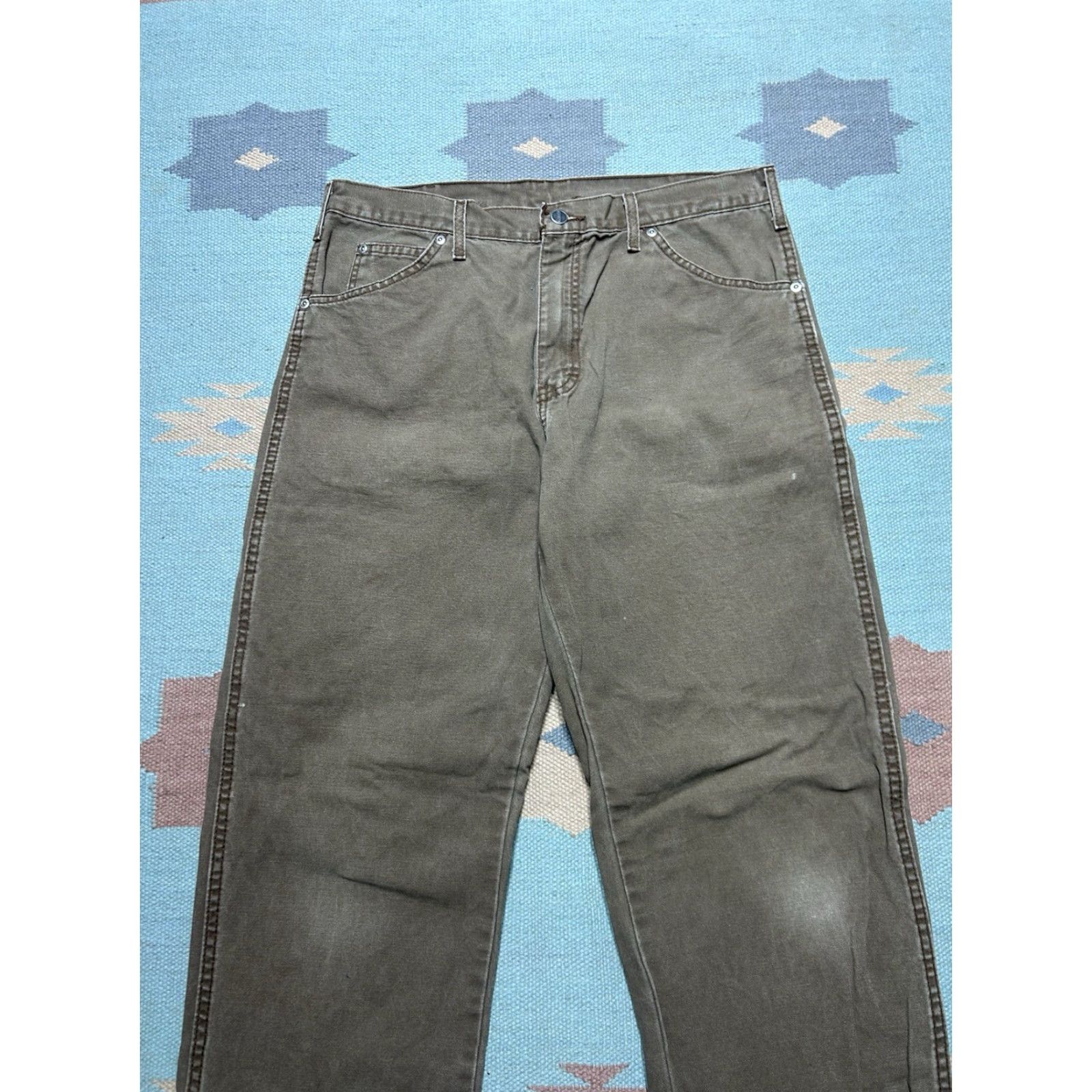Dickies VINTAGE Dickies Canvas Carpenter Pants Tan Brown Workwear Baggy 34x33 Mens Pants Size US 34 / EU 50 - 6 Thumbnail