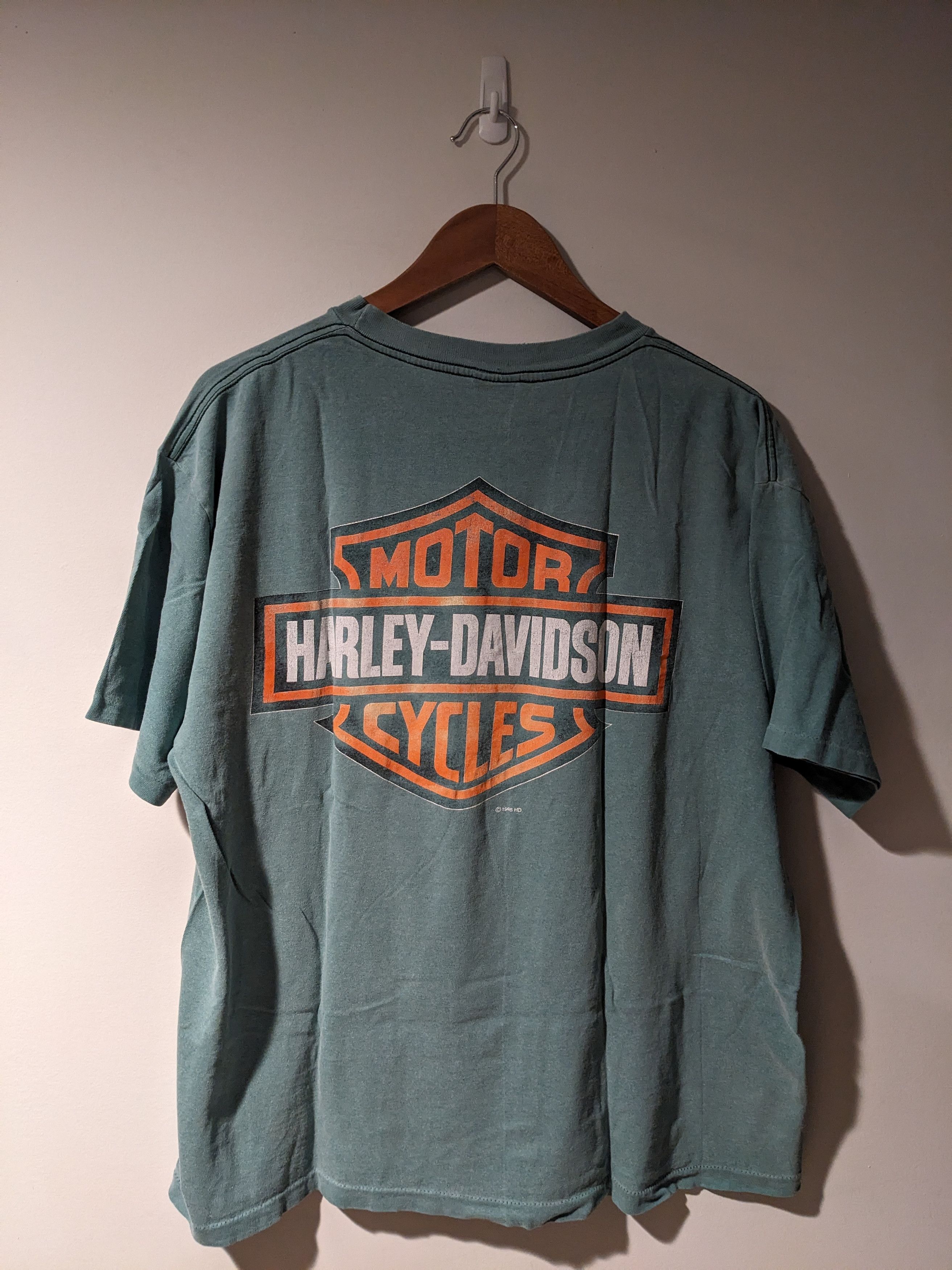 Harley Davidson × Vintage Vintage 1995 Harley Davidson Motorcycle Eagle Animal T-Shirt Size US L / EU 52-54 / 3 - 11 Thumbnail