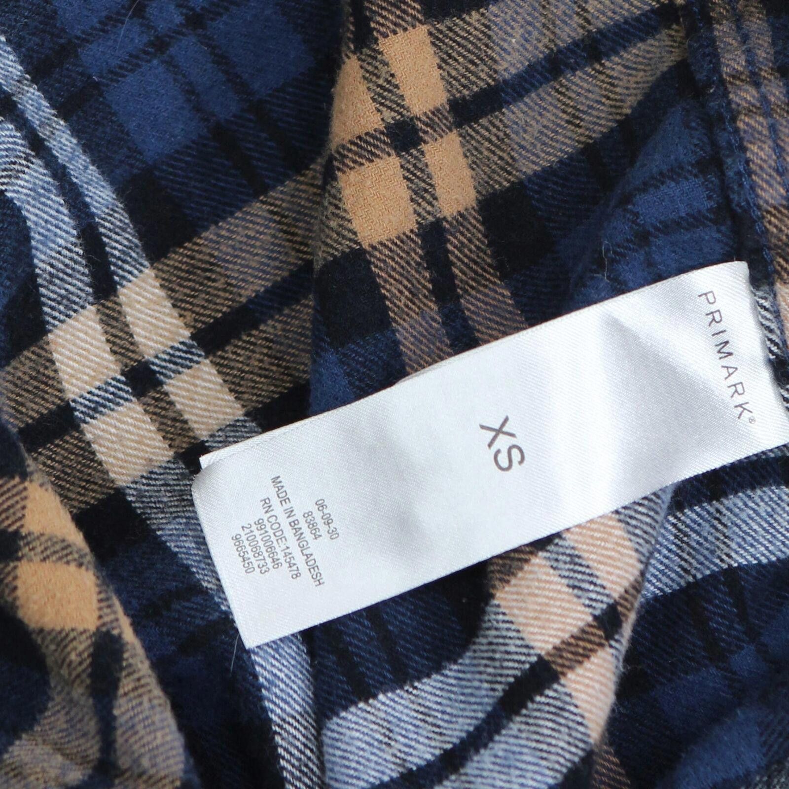 Primark Primark Cotton Button Up Flannel Shirt Blue Orange Plaid XS Size US XS / EU 42 / 0 - 4 Thumbnail