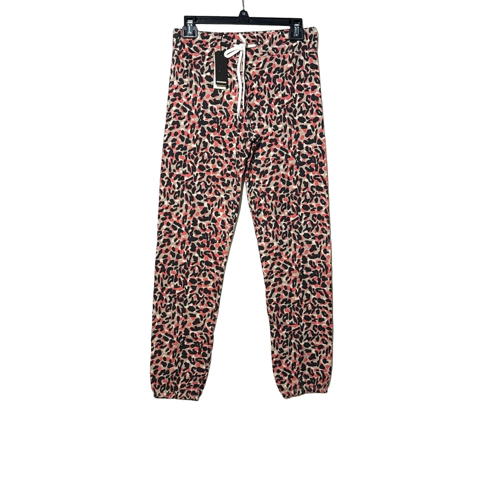 MONROW Monrow Orange Leopard Print New Drawstring Joggers Small Size 28" / US 6 / IT 42 - 2 Thumbnail