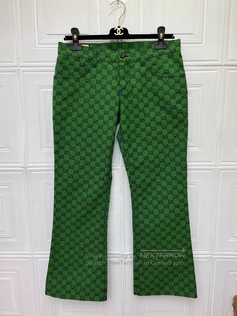 Gucci Gucci Size30 Green full logo trousers Size 42" / US 20 - 1 Thumbnail
