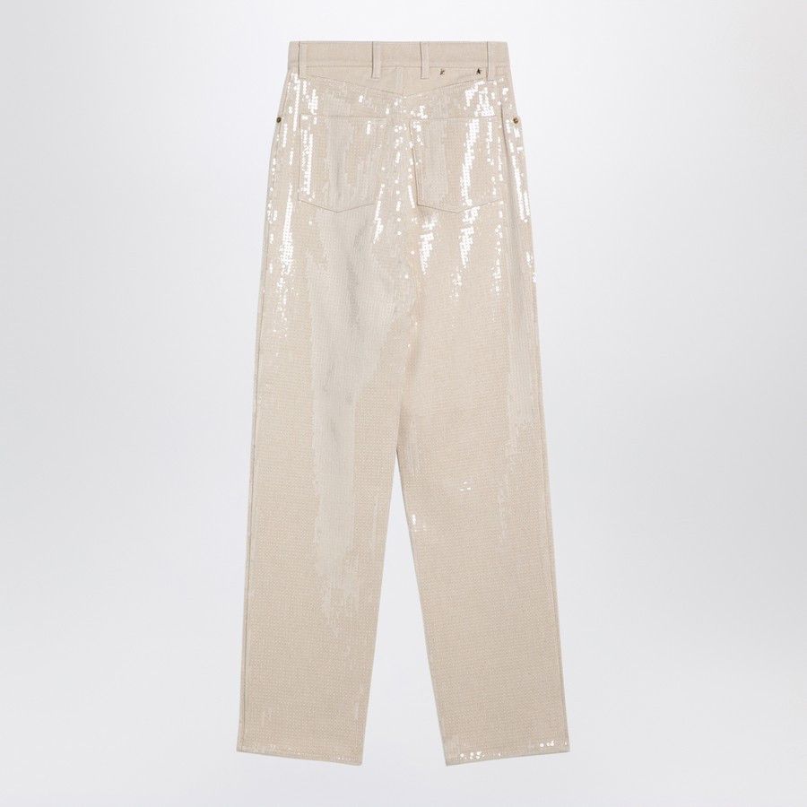 Golden Goose o1d2blof0824 Trousers With Transparent Sequins in Beige Size 28" / US 6 / IT 42 - 2 Thumbnail
