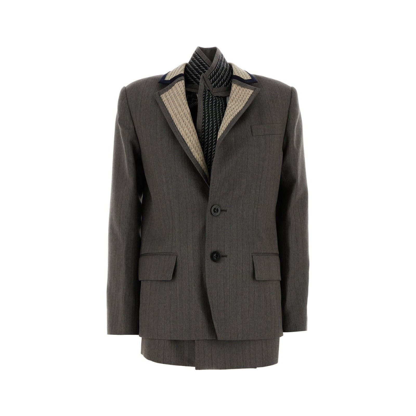 Sacai SACAI Gray Embroidered Wool Blazer New & Authentic (Women's Size M / US 6-8 / IT 42-44 - 1 Thumbnail