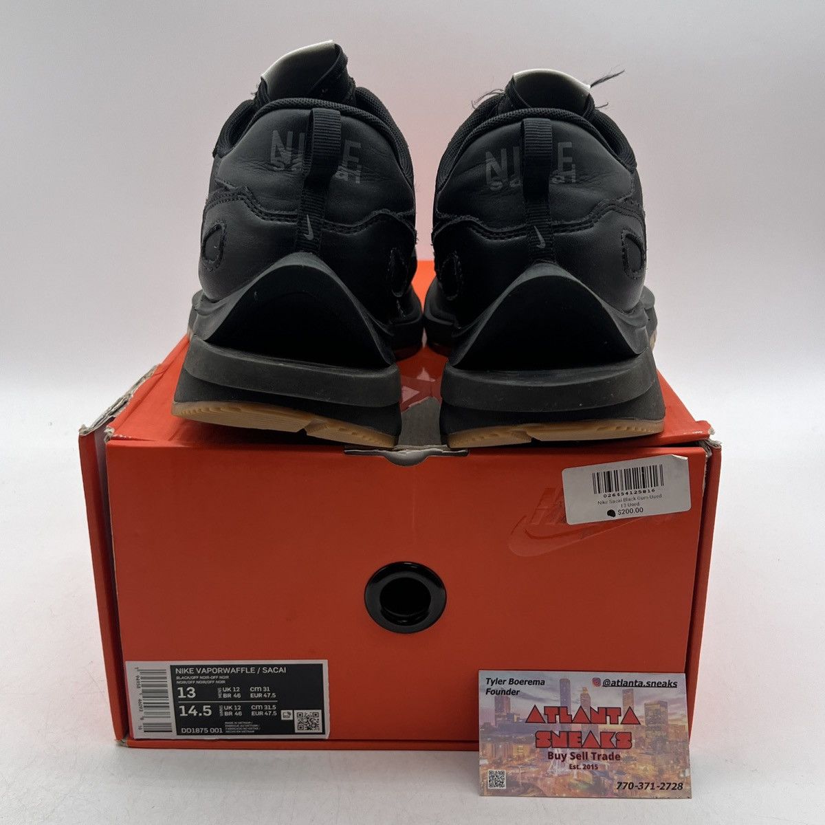 Nike Sacai x vaporwaffle black gum Size US 13 / EU 46 - 3 Thumbnail