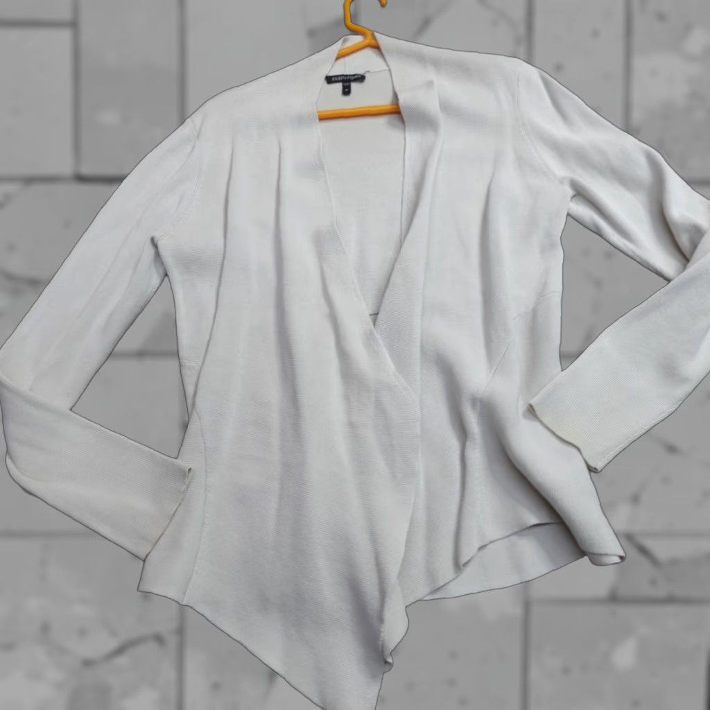 Eileen Fisher Eileen Fisher Sweater Cardigan Medium Beige Silk Blend Open Front Wrap Size M / US 6-8 / IT 42-44 - 1 Thumbnail