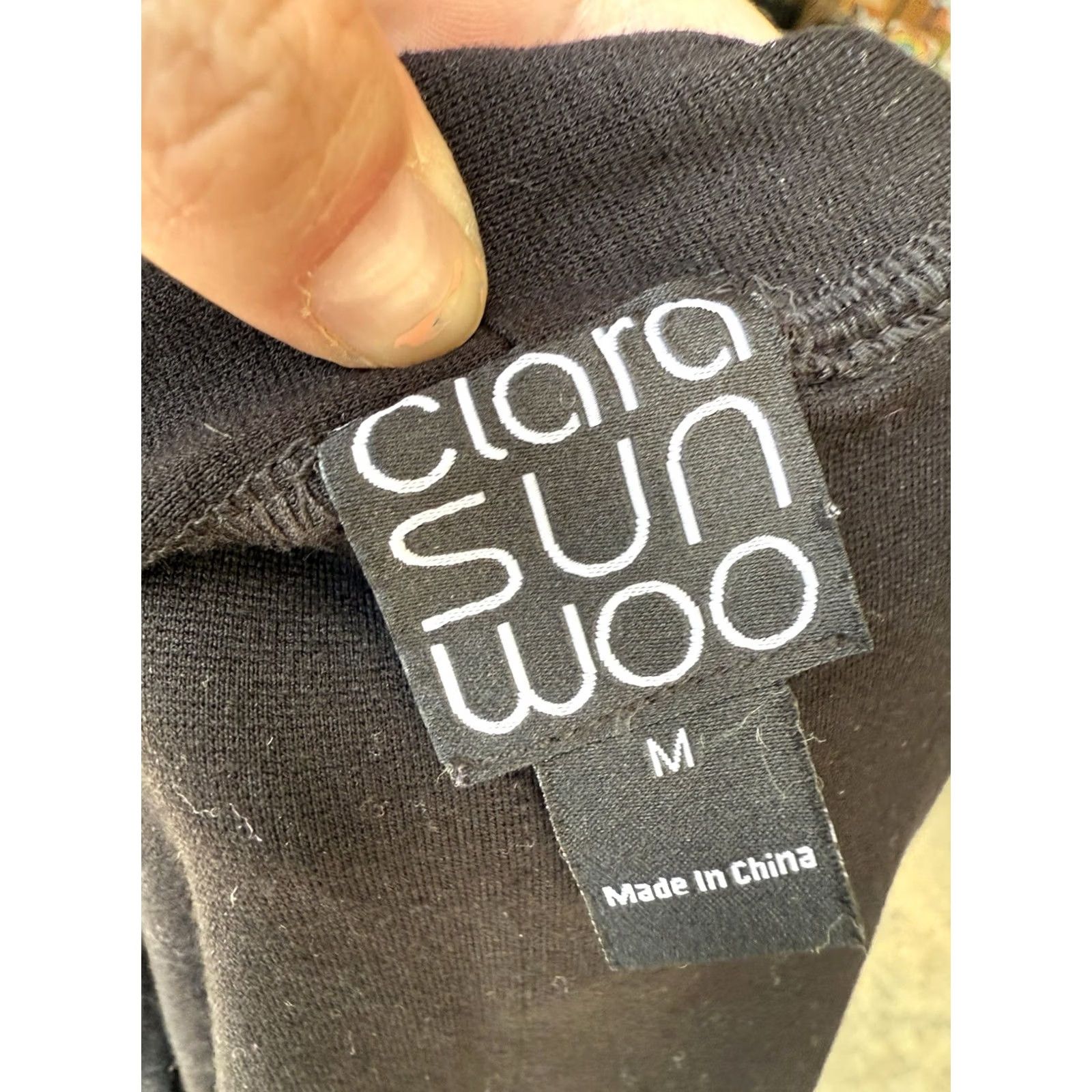 Vintage Clara Sun Woo Black Ponte/Liquid Leather Open Front Cardigan Medium Women Cardigan Size M / US 6-8 / IT 42-44 - 7 Thumbnail