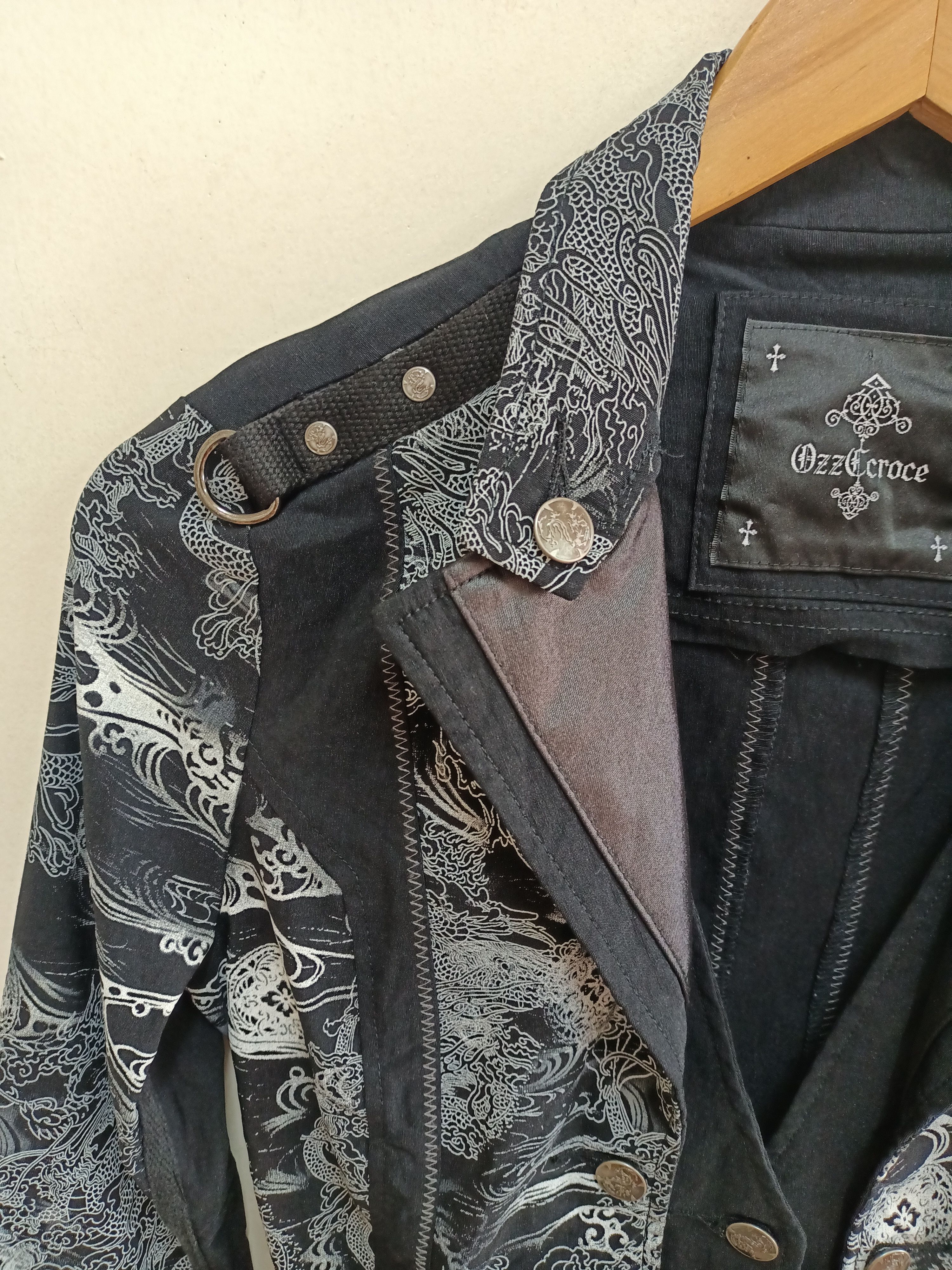 Designer × Japanese Brand Ozz Cross Dragon print black gothic stretch zipper jacket Size M / US 6-8 / IT 42-44 - 4 Thumbnail