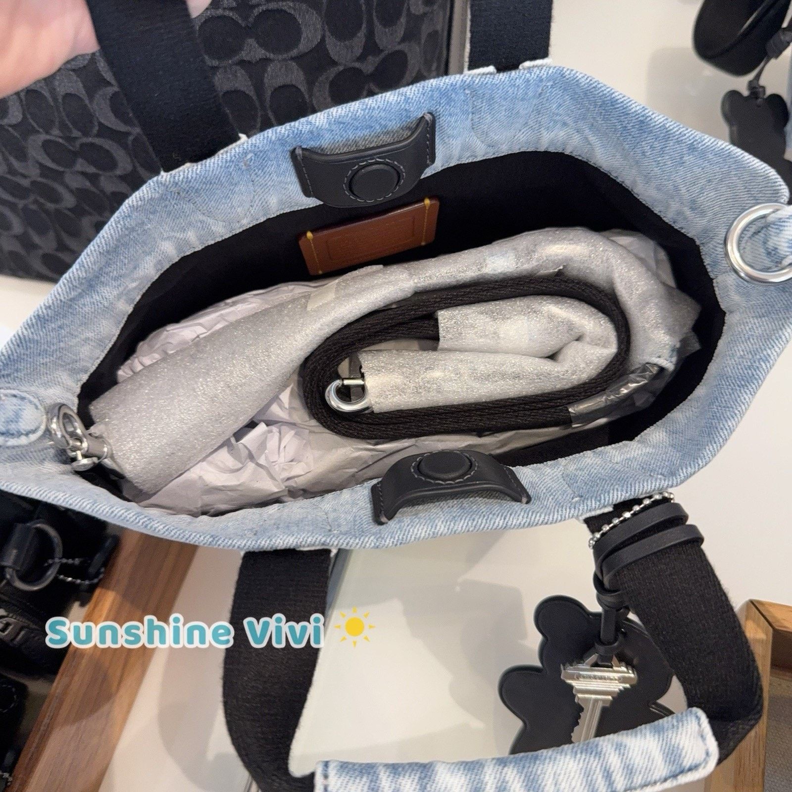 Coach NWT COACH CEB33 Mini Tour Tote Bag Loved Denim Light Indigo Size ONE SIZE - 3 Thumbnail