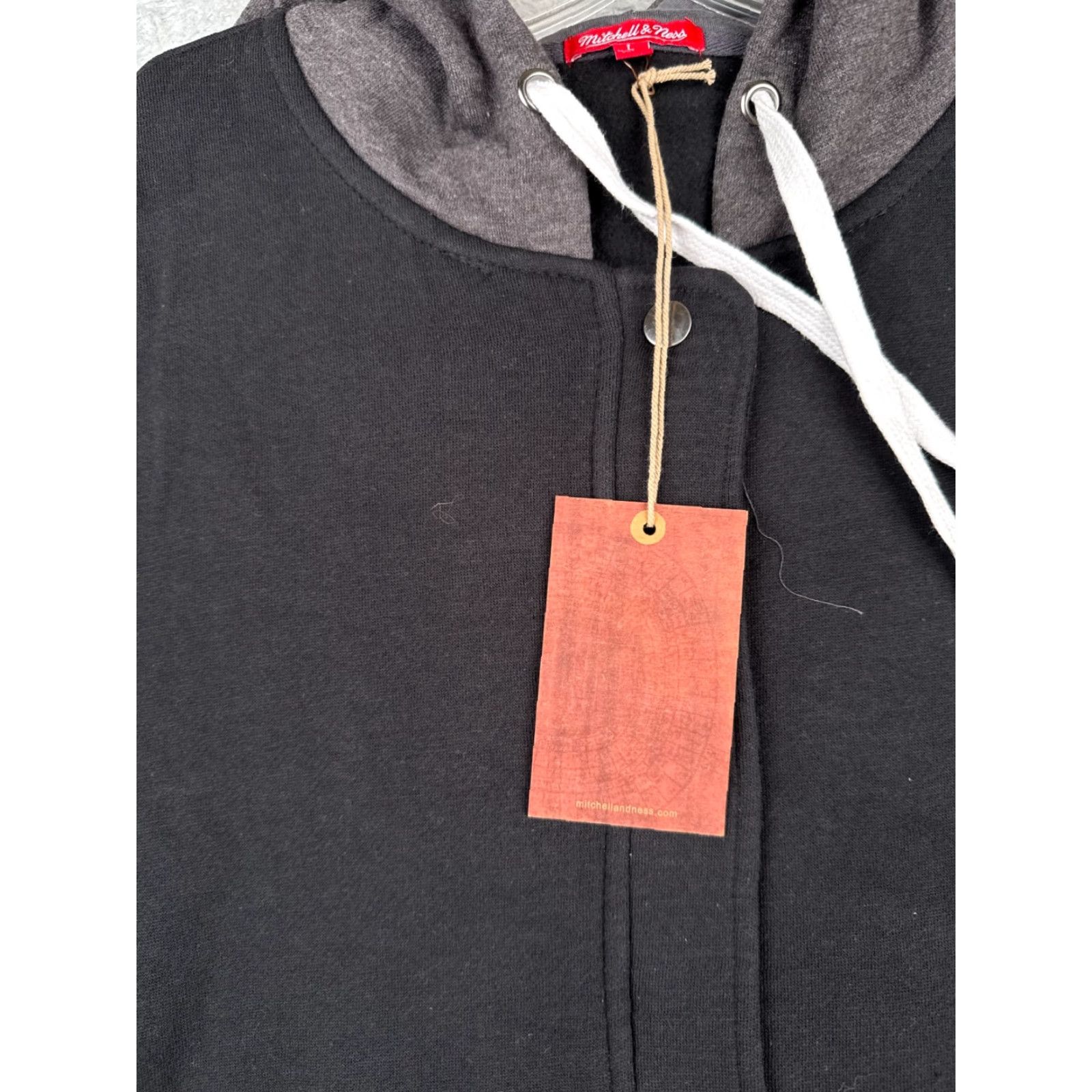 Mitchell & Ness Mitchell & Ness Varsity Jacket Adult Large Black Gray Fleece Lined Hooded Cotton Size US L / EU 52-54 / 3 - 6 Thumbnail