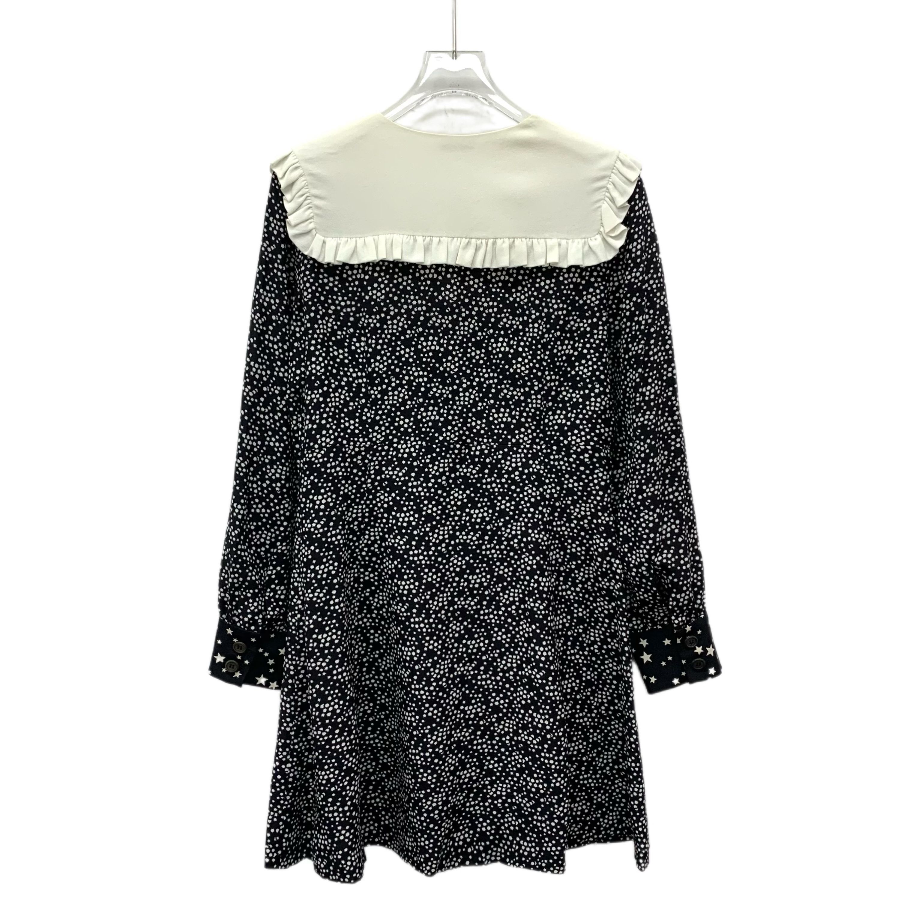 Miu Miu Miu Miu Star Print Silk Dress Black (38) Size XS / US 0-2 / IT 36-38 - 2 Thumbnail