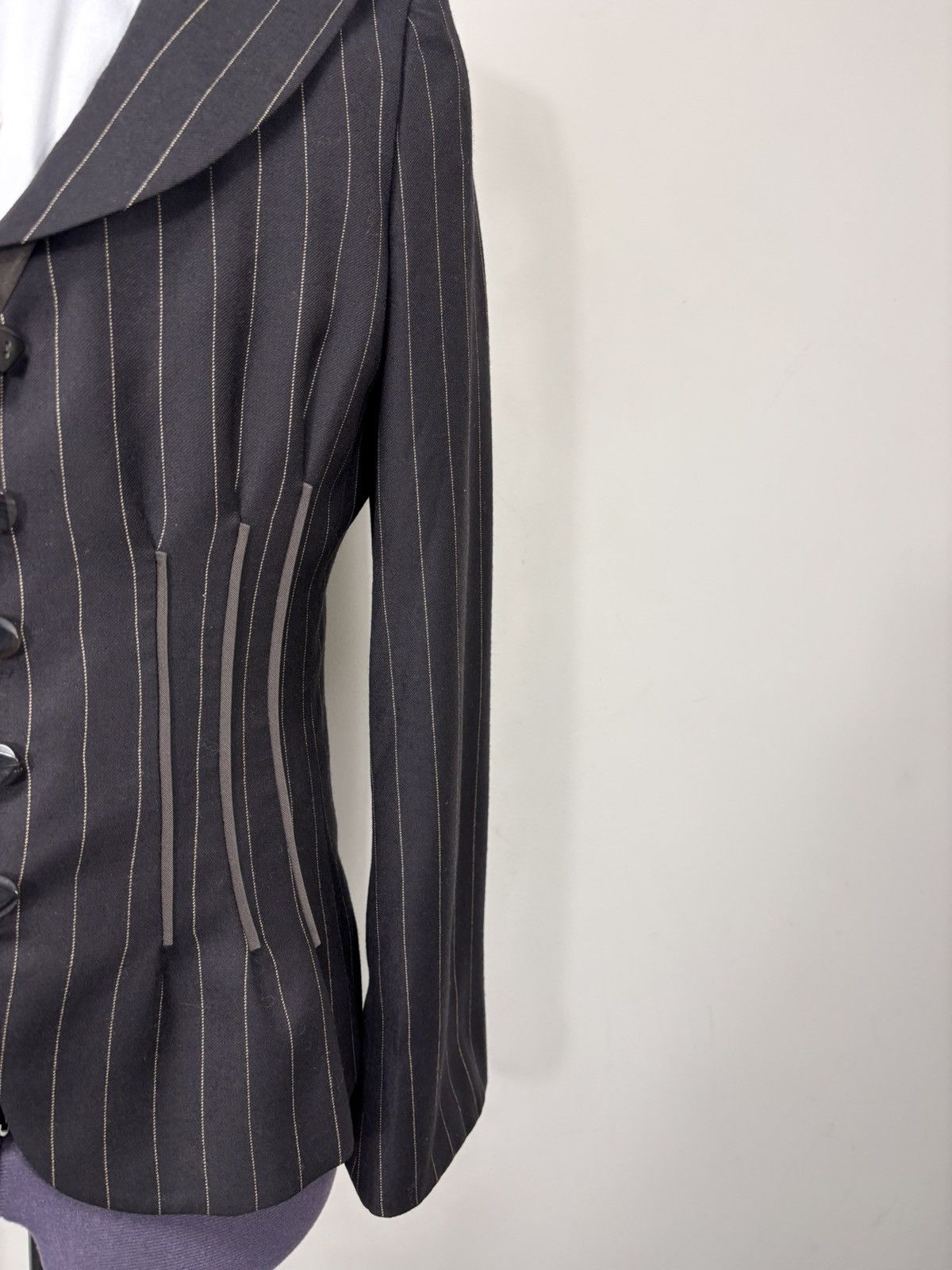 Armani Collezioni Armani Collezioni Women’s Brown Pinstripe Wool Power Suit Size L / US 10 / IT 46 - 5 Thumbnail