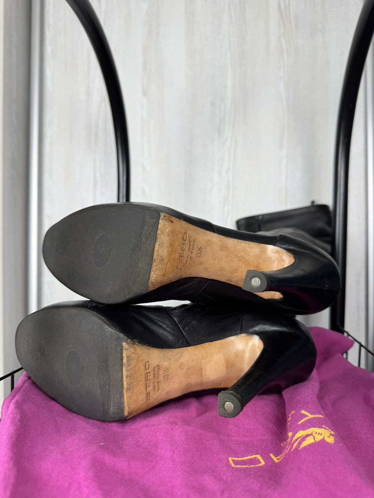 Etro ETRO black soft leather knee length heel boots Size US 9.5 / IT 39.5 - 17 Thumbnail
