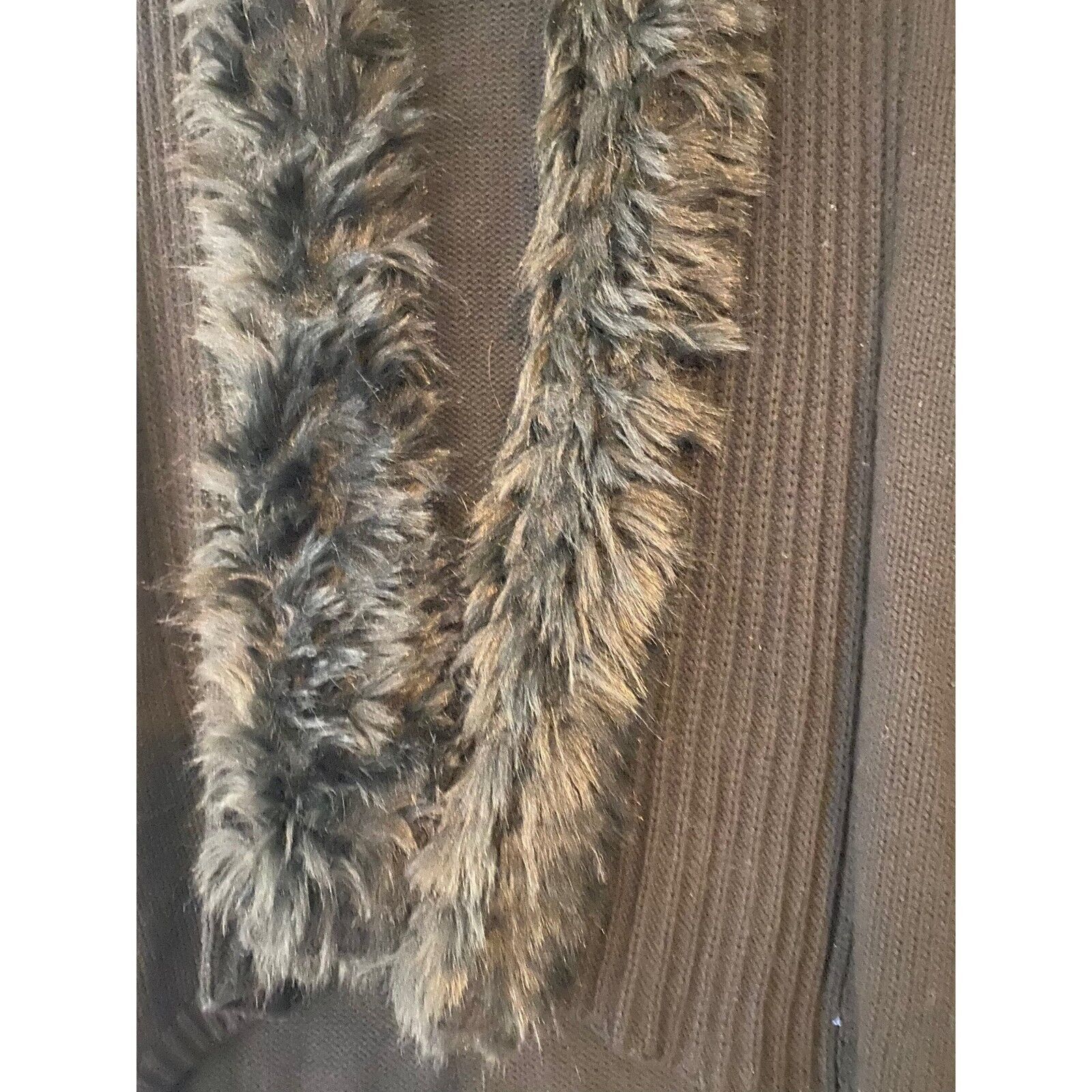 Chicos Chicos Medium Cardigan Sweater Texture Faux Fur Trim Black Size M / US 6-8 / IT 42-44 - 4 Thumbnail