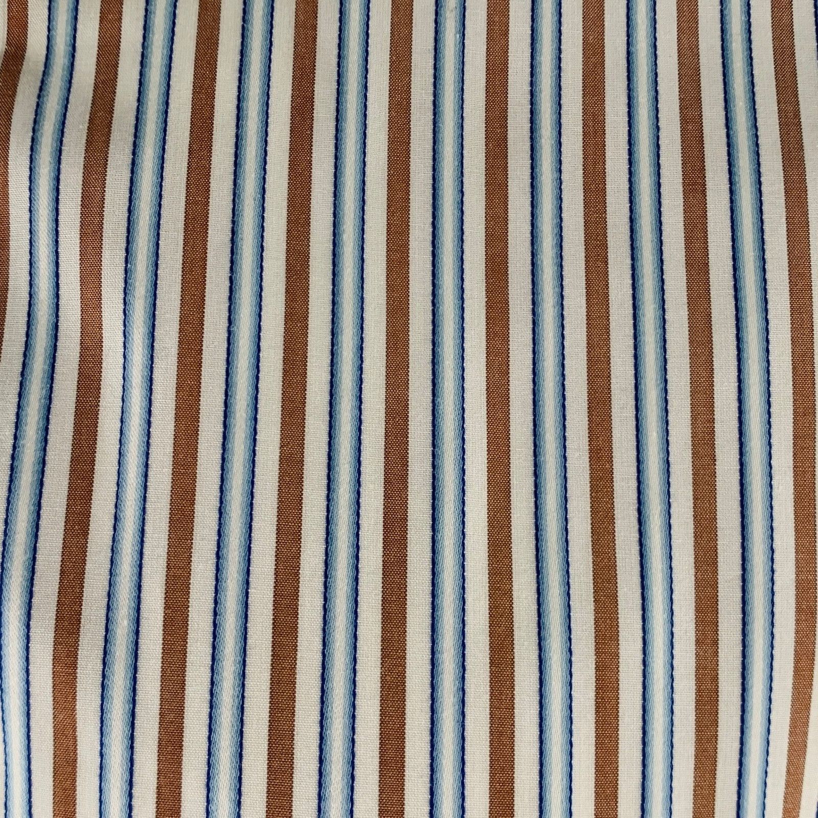 Thomas Dean White Blue Brown Stripe Cotton Oversized Long Sleeve Shirt Size US L / EU 52-54 / 3 - 2 Thumbnail