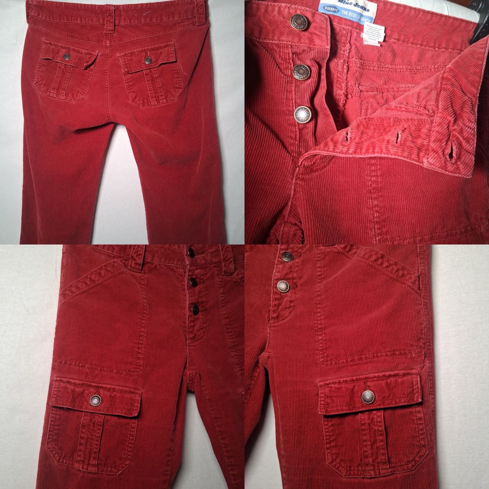 Old Navy VINTAGE Old Navy Corduroy Pants Women 6 Rust Cargo Button Fly Distressed Frayed Hem Casual Everyday Pants Womens Size 28" / US 6 / IT 42 - 8 Thumbnail