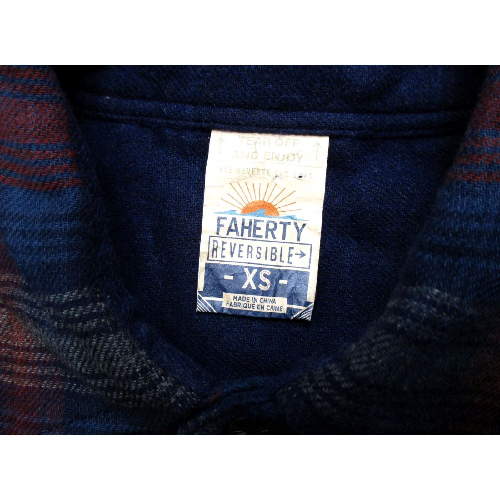 Faherty Faherty Shirt Mens XS Blue Plaid Reversible Flannel Button Front Organic Cotton Size US XS / EU 42 / 0 - 3 Thumbnail