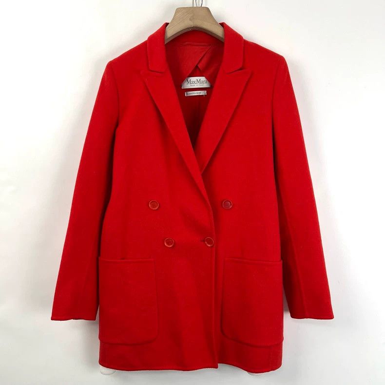 Max Mara Max Mara Red mid-length woolen coat Size L / US 10 / IT 46 - 1 Thumbnail