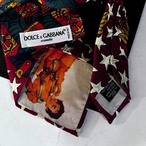 Dolce & Gabbana Dolce & Gabbana Tie Extraordinary Peek a Boo Pin Up Girl Med Size ONE SIZE - 6 Thumbnail