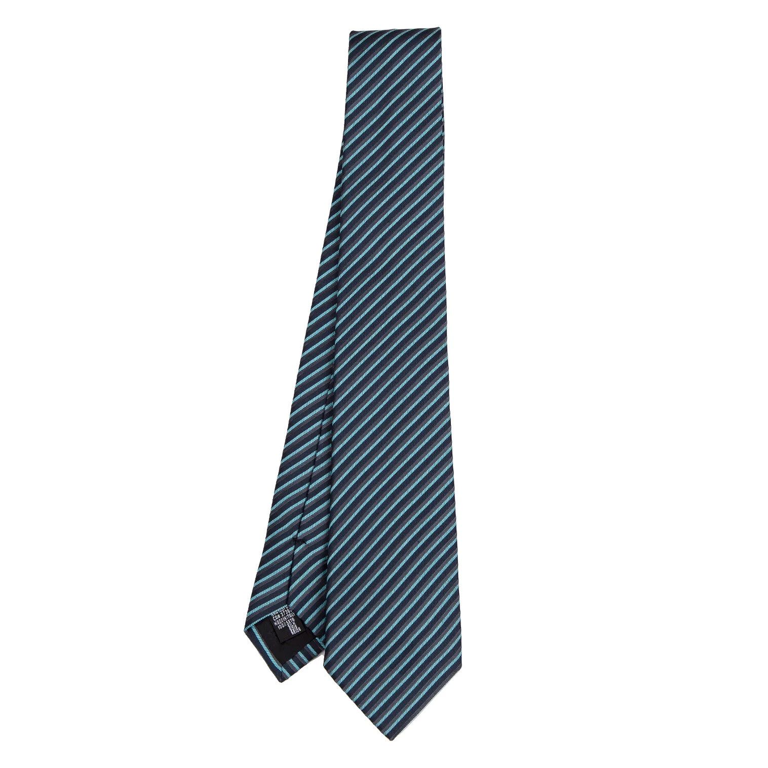 Emporio Armani Silk Regimental Alternate Stripe Tie in Light Blue Grey Size ONE SIZE - 1 Thumbnail