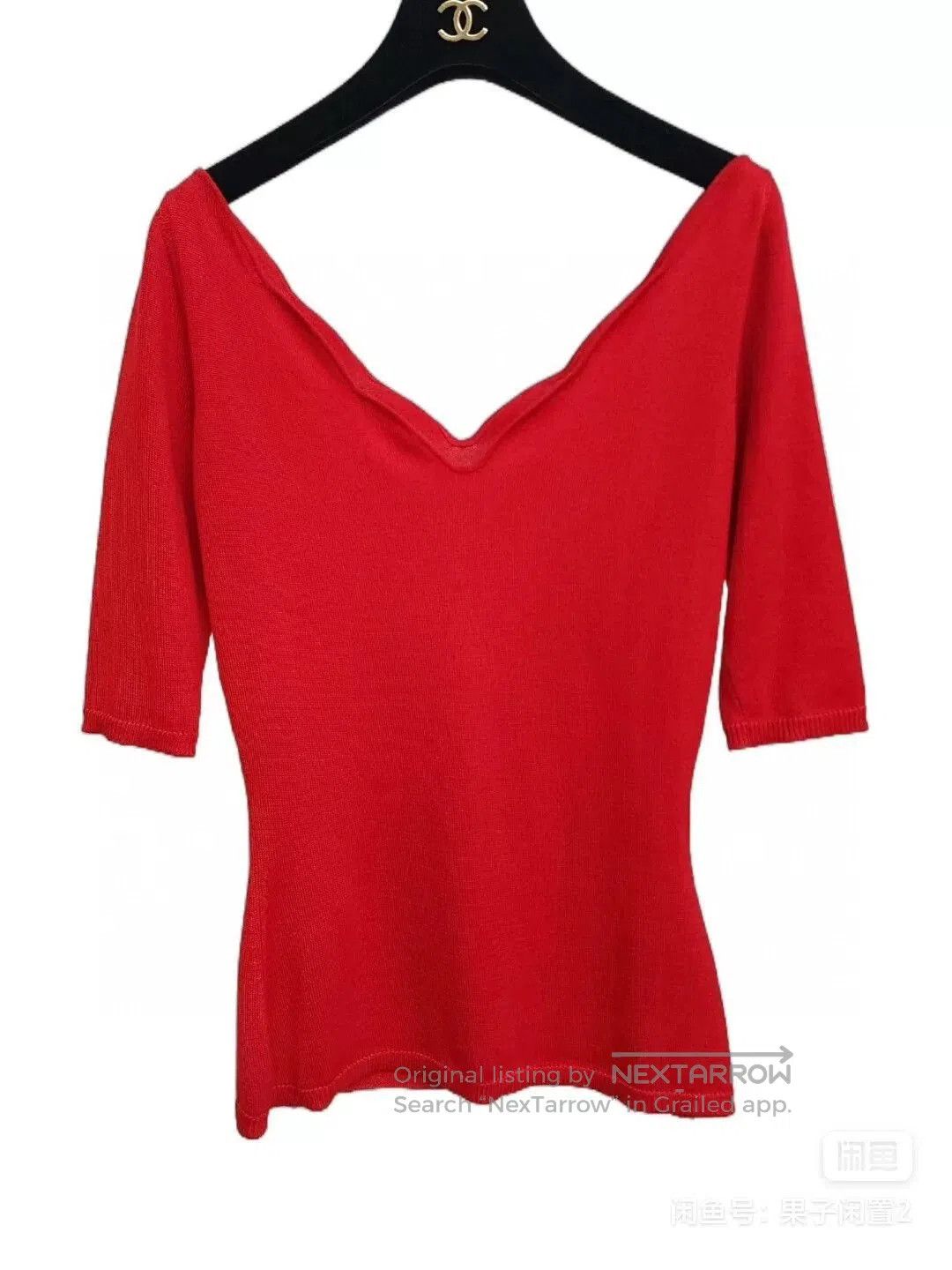 Dior dior red scalloped neckline knit top. Size US M / EU 48-50 / 2 - 3 Thumbnail