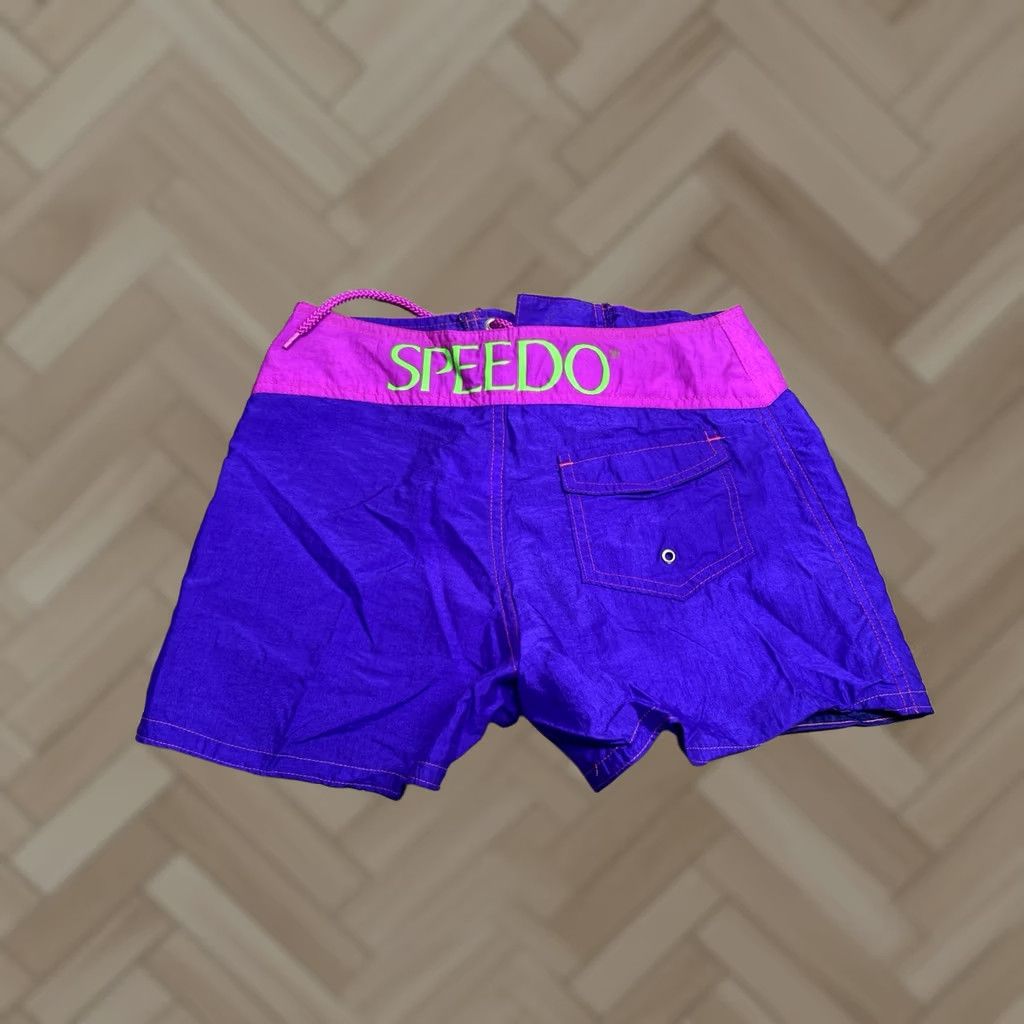 Speedo VINTAGE Speedo Spellout Swim Shorts Women M Purple Nylon Made USA Board Shorts NWT 80s 90s Women Mens? Size 32" / US 10 / IT 46 - 1 Thumbnail