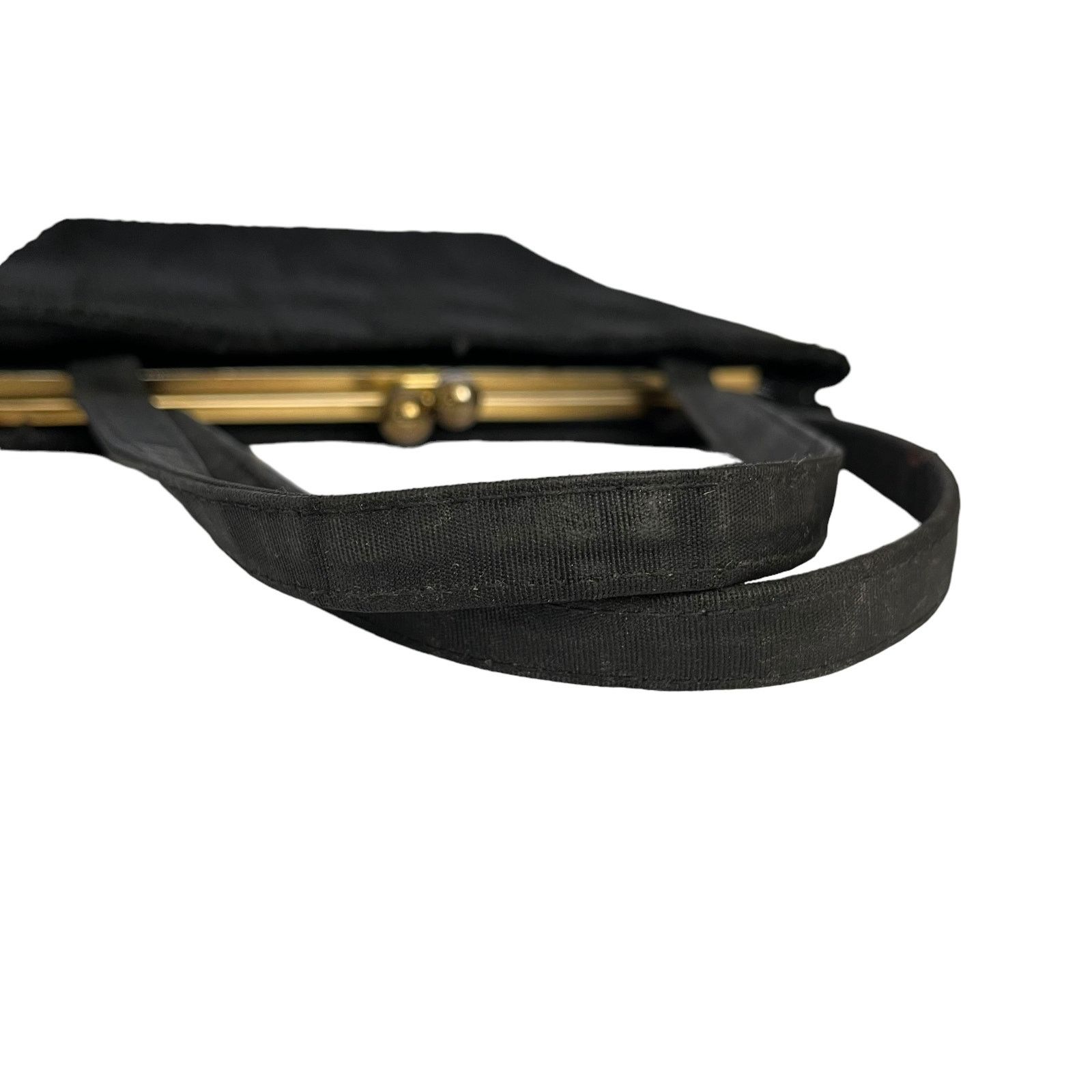 Vintage 1940s Corde Chevron Black Satchel Hinged Frame Purse Handbag Size ONE SIZE - 6 Thumbnail
