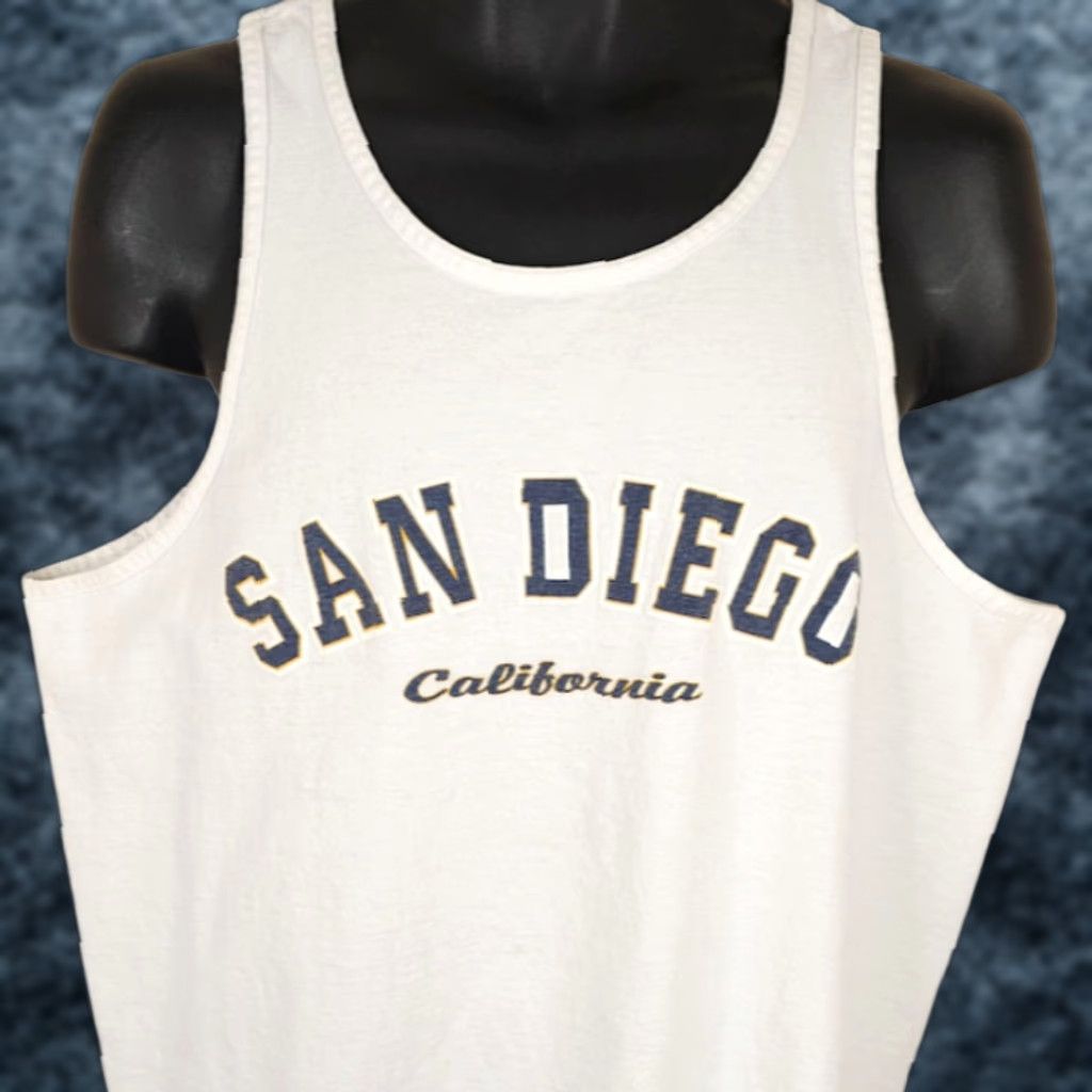 Vintage VINTAGE San Diego Tank Top Mens XL White 90s California Travel Destination Alstyle Apparel & Activewear Tank Top Crew Neck Sleeveless Cotton Size US XL / EU 56 / 4 - 1 Thumbnail