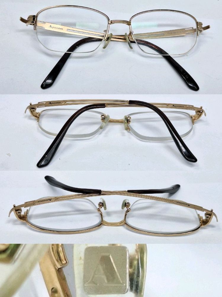 Aquascutum Aquascutum AQ-2015 Pure Titanium Half-Rim Glasses Frame Gold Size ONE SIZE - 6 Thumbnail
