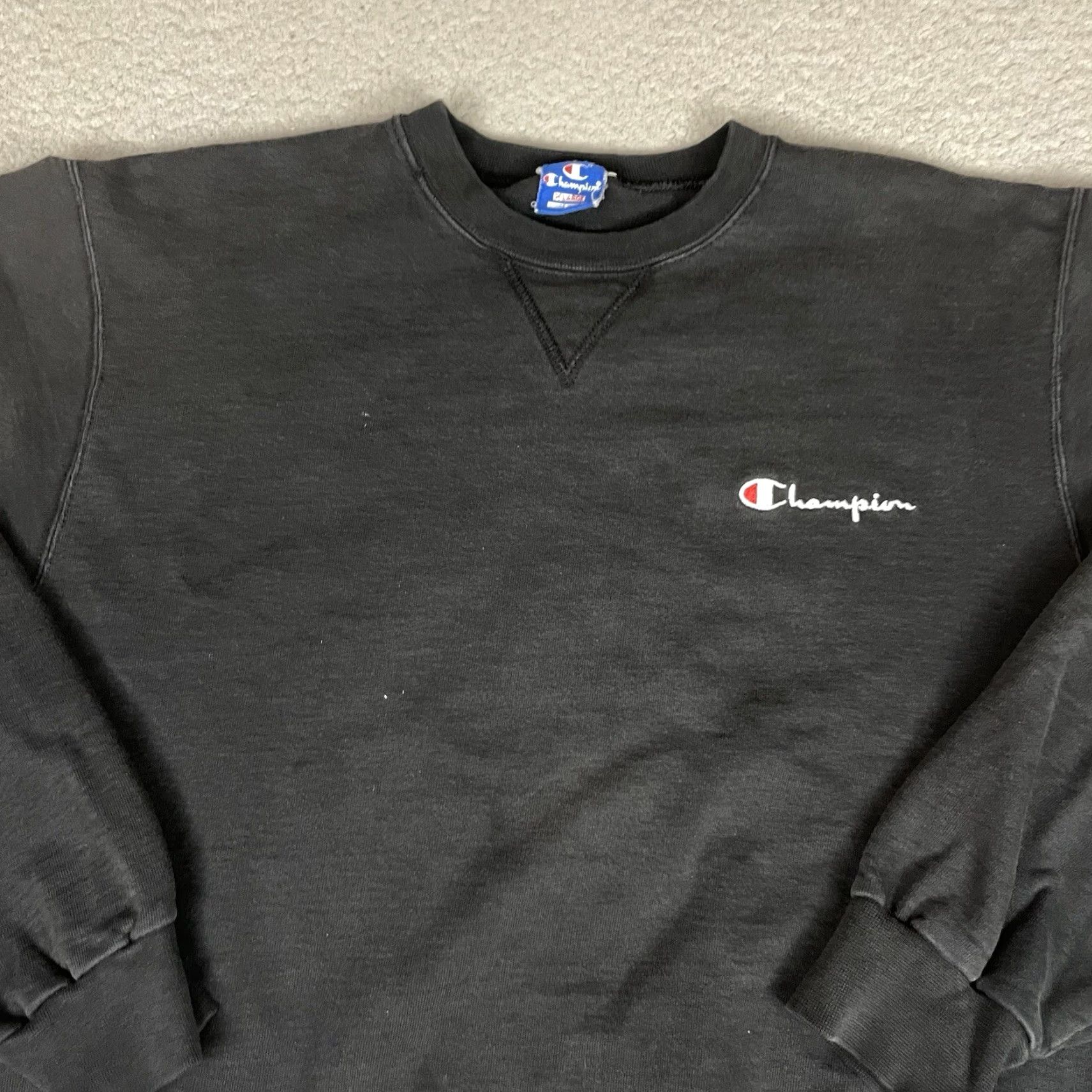 Champion VINTAGE Champion Sweatshirt Mens XL Black Embroidered Made USA 80s Spellout Logo Size US XL / EU 56 / 4 - 2 Thumbnail