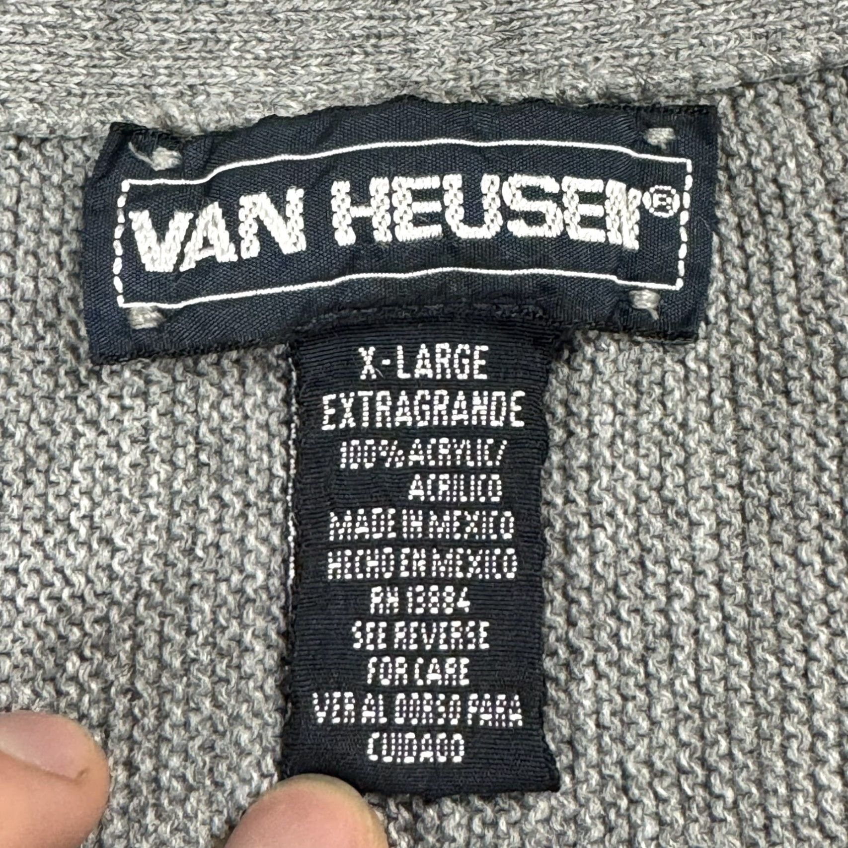 Van Heusen VTG 80S VAN HEUSEN Cardigan Sweater Gray Acrylic Button-Up XL Adult Mens Size US XL / EU 56 / 4 - 3 Thumbnail