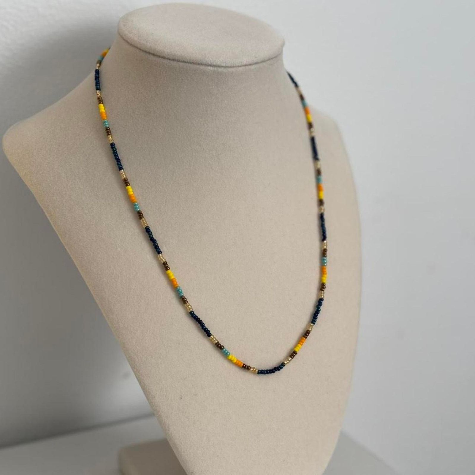 Other Yellow Blue Beaded Necklace Handmade Colorful Jewelry Unique Size ONE SIZE - 1 Thumbnail