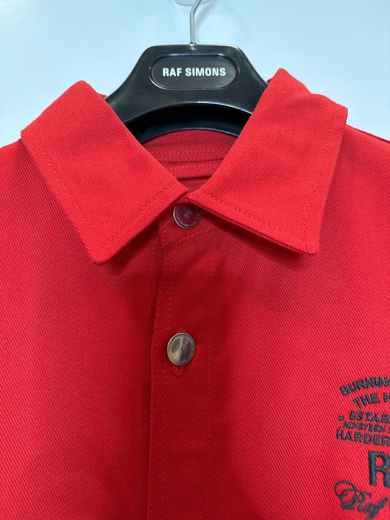 Raf Simons Men's Raf Simons Red Oversized Denim Shirt Size US L / EU 52-54 / 3 - 5 Thumbnail