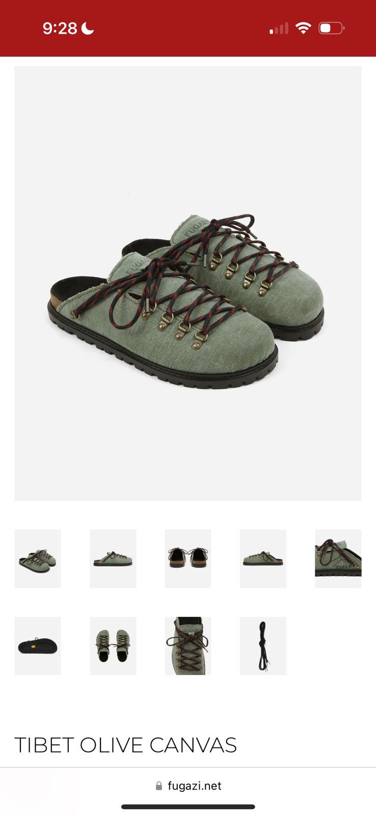 Fugazi Fugazi Olive Canvas Tibet Mule Size US 10 / EU 43 - 1 Thumbnail