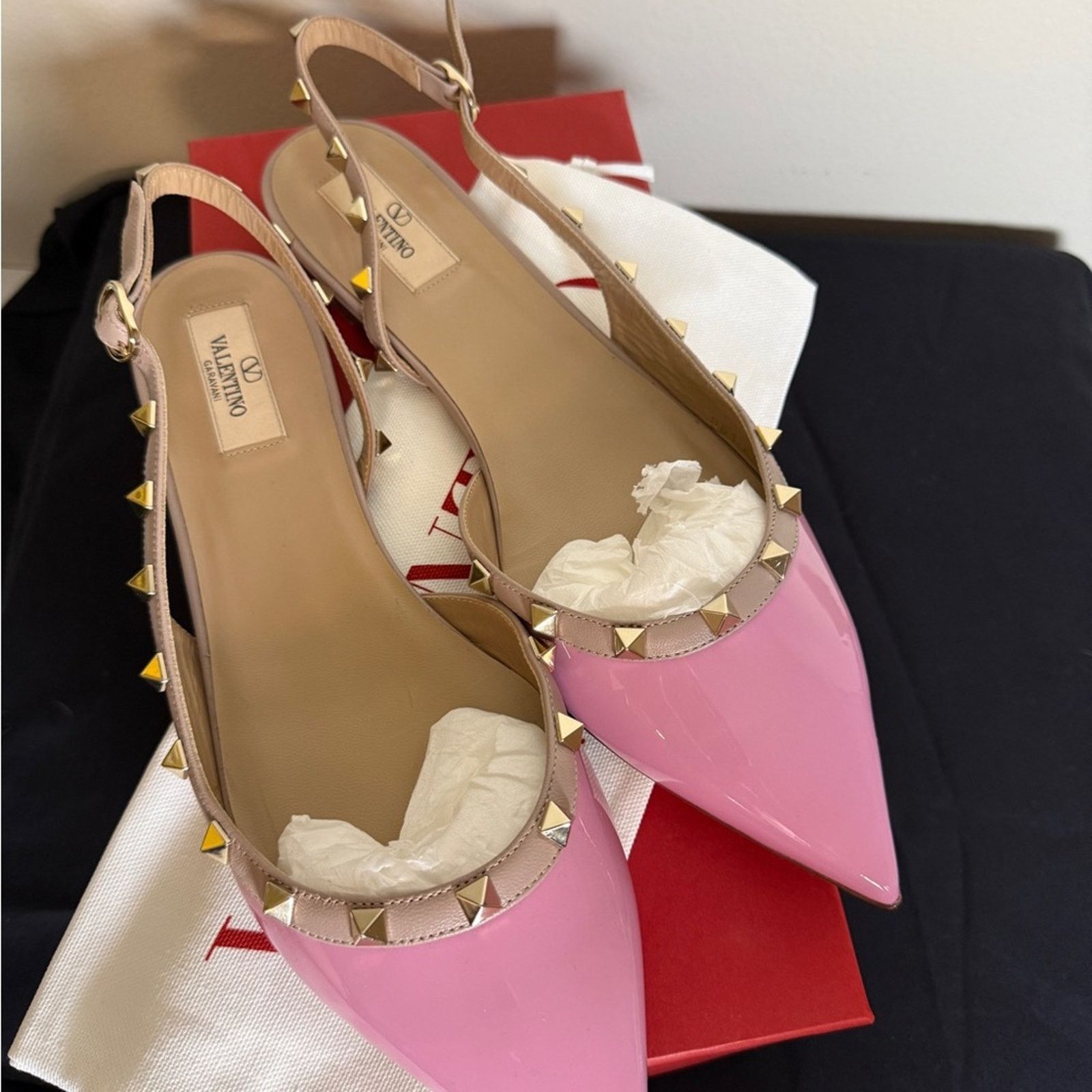 Valentino Valentino Pink Studded Slingback flats Size US 6 / IT 36 - 1 Thumbnail