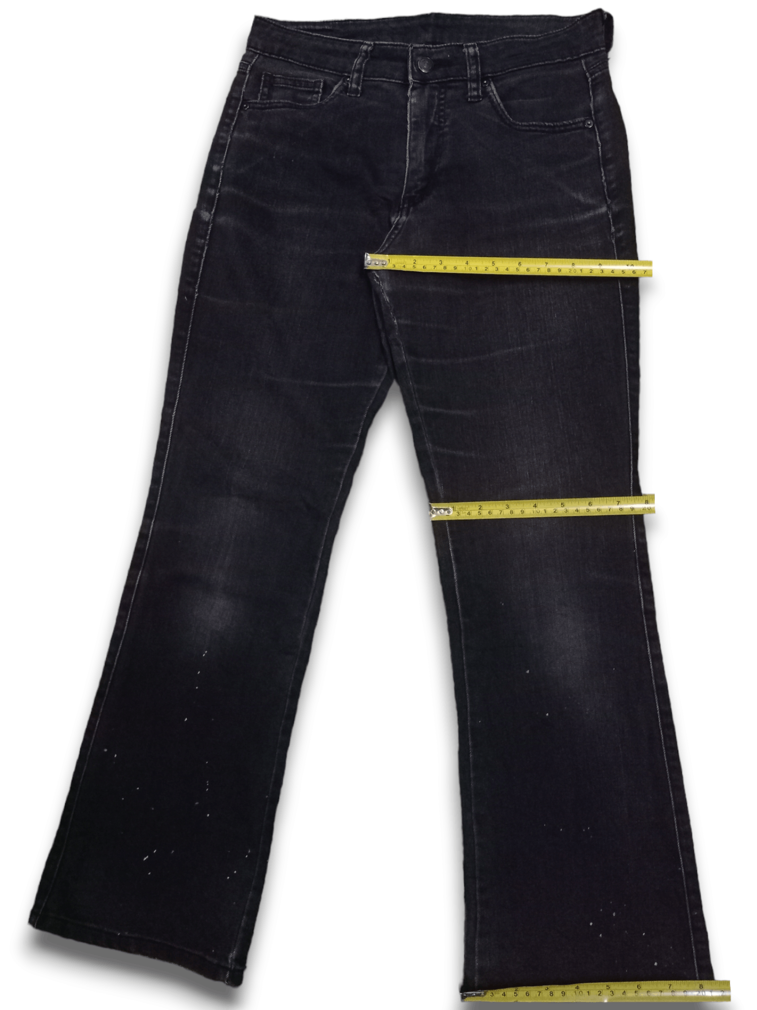 Japanese Brand × Uniqlo Vintage Uniqlo Paint Splatter Flares Style High Rise Denim Size US 28 / EU 44 - 12 Thumbnail