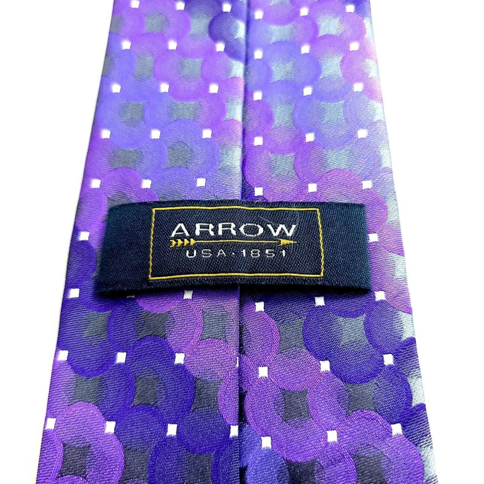 Arrow Arrow USA Woven Purple Geometric Polyester Tie Size ONE SIZE - 3 Thumbnail