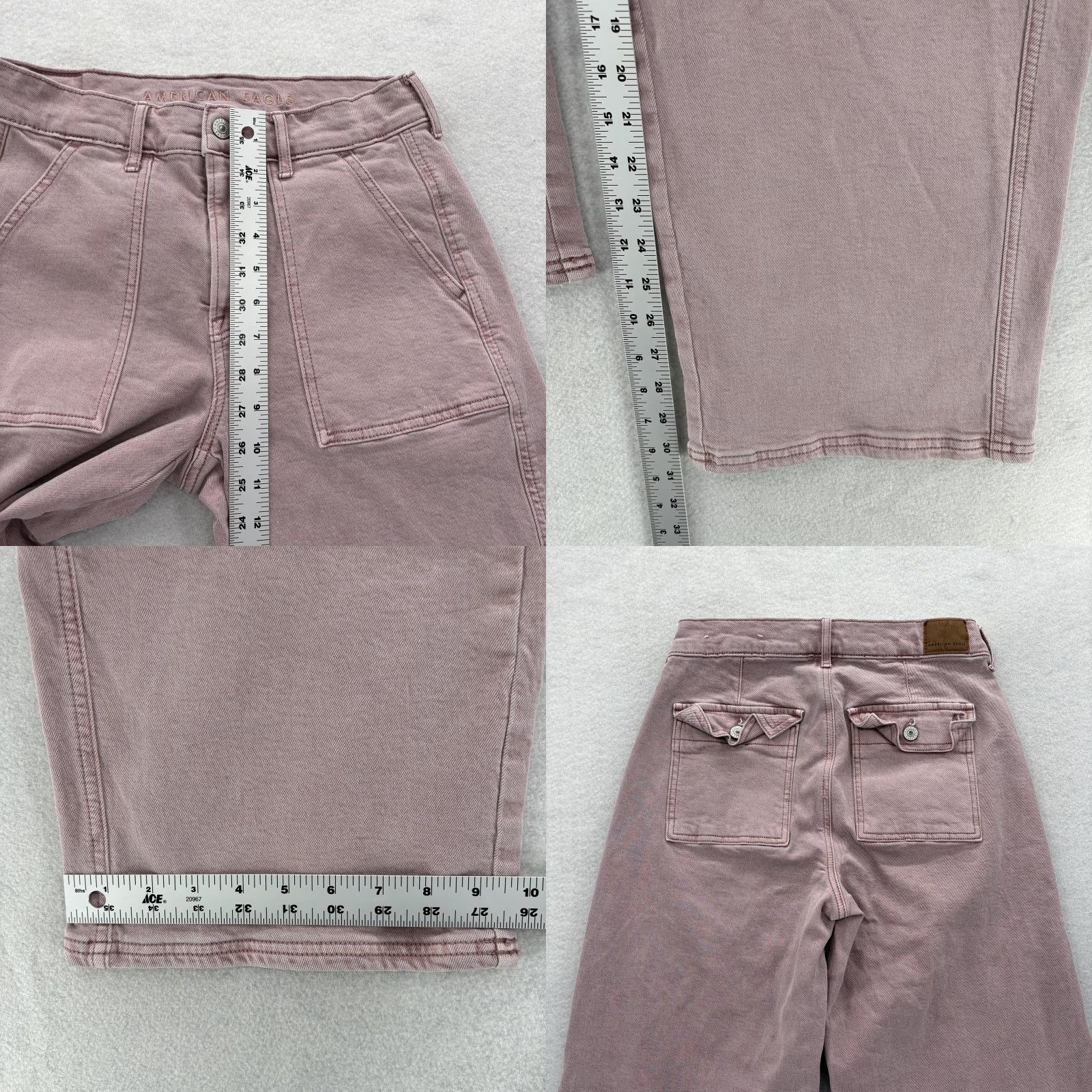 American Eagle Outfitters VINTAGE American Eagle Jeans Womens 2 Pink High Rise Wide-Leg Stretch Denim Y2K Size 26" / US 2 / IT 38 - 8 Thumbnail