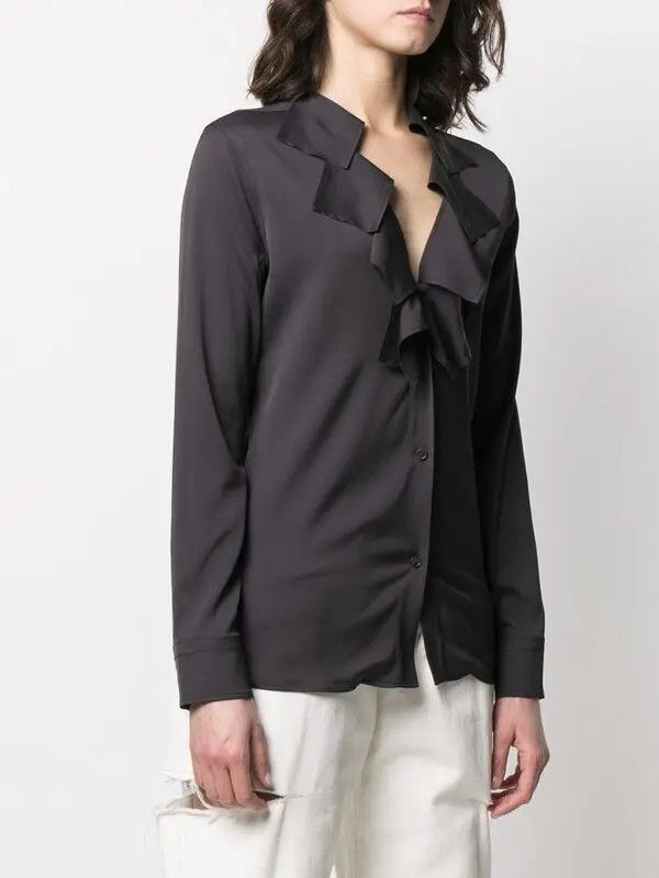 Bottega Veneta o1y0725 Solid Color Shirt in Black Size S / US 4 / IT 40 - 3 Thumbnail