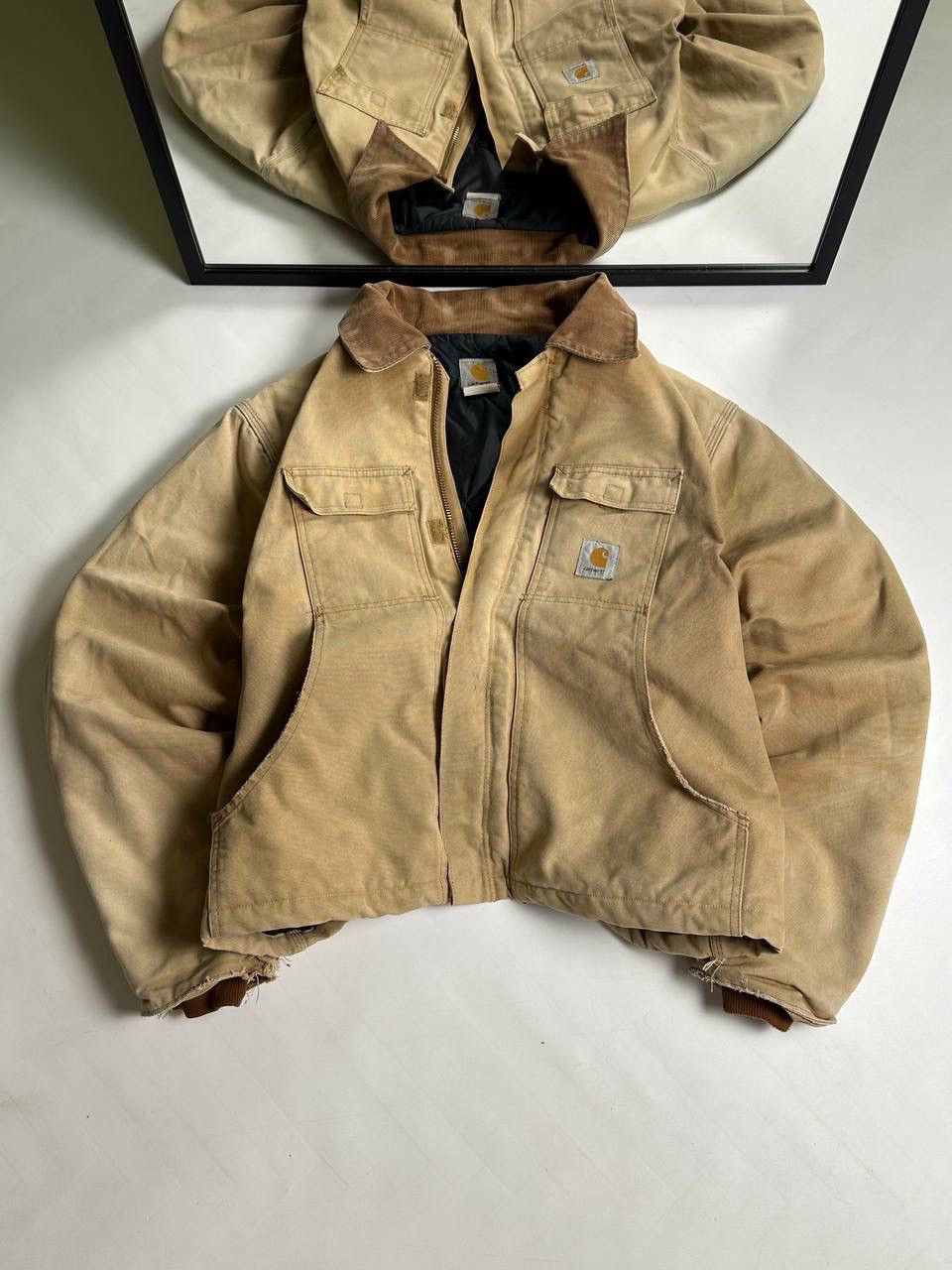 Carhartt 90s Dirty Trashed CARHARTT Duck Canvas Cropped Jacked Size US XL / EU 56 / 4 - 3 Thumbnail