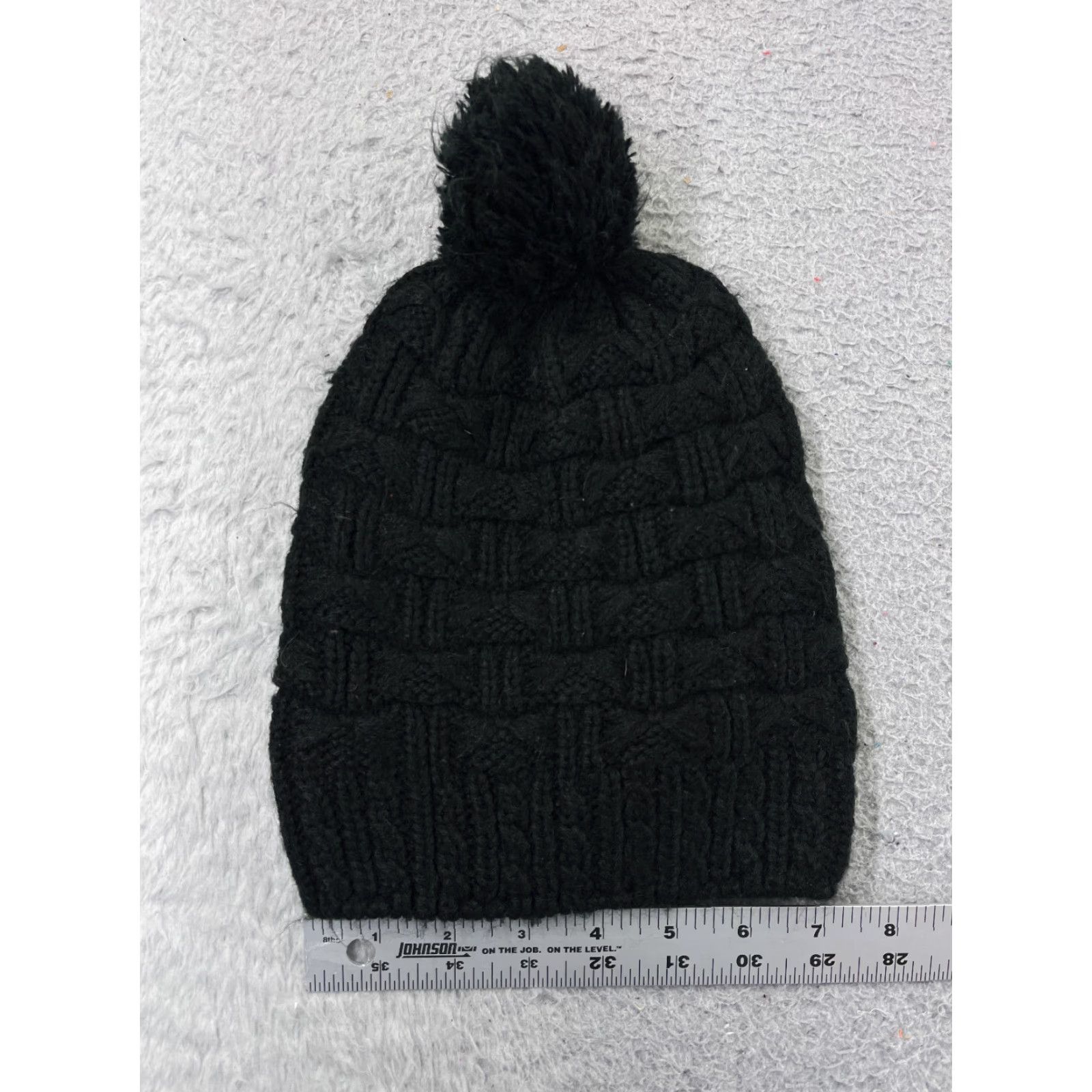 Vintage Womens Beanie One Size Black Cable Knit Acrylic Winter Snow Ski Pom Size ONE SIZE - 3 Thumbnail