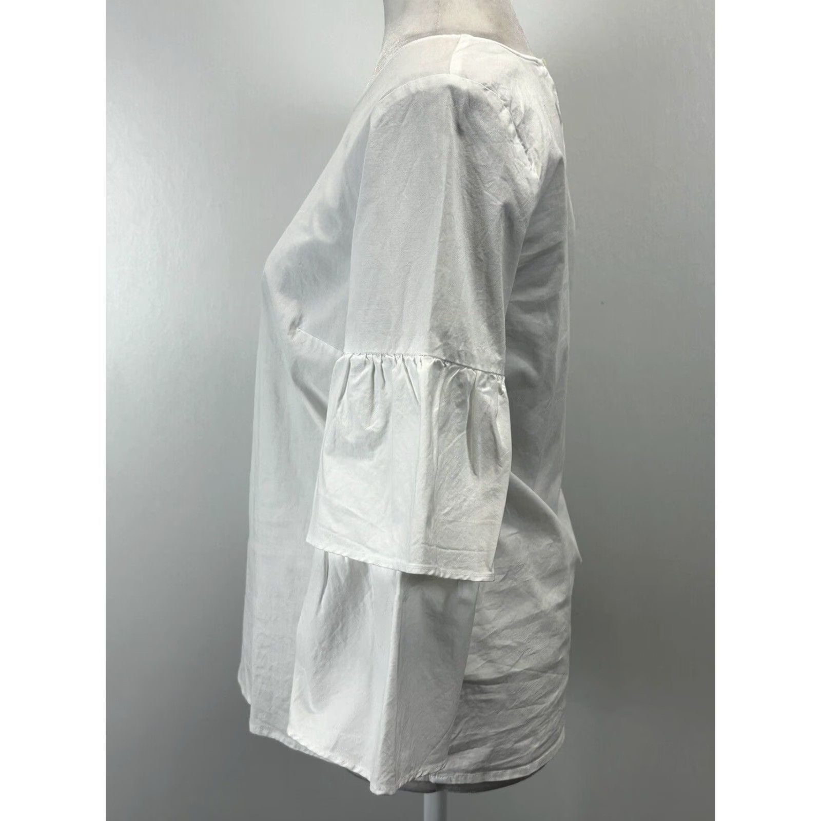 J.Crew J. Crew Mercantile Blouse Womens White Cotton Classic Tiered Bell Sleeve Top 6 Size M / US 6-8 / IT 42-44 - 2 Thumbnail