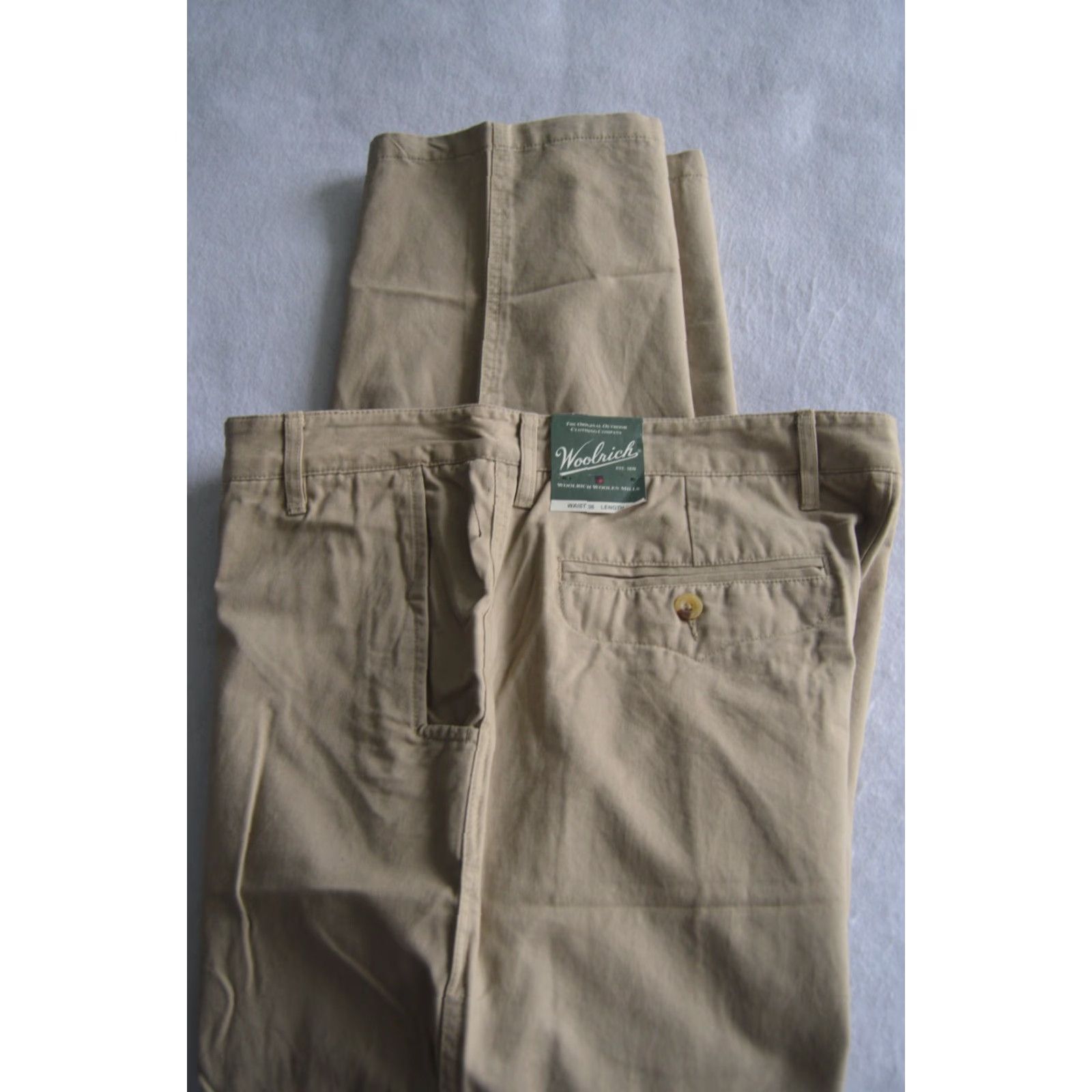 Vintage Woolrich Pants Chino Khaki Cotton Button Zip Regular 36x30 Beige Solid Men Waist 36 Inseam 30 Size US 36 / EU 52 - 5 Thumbnail