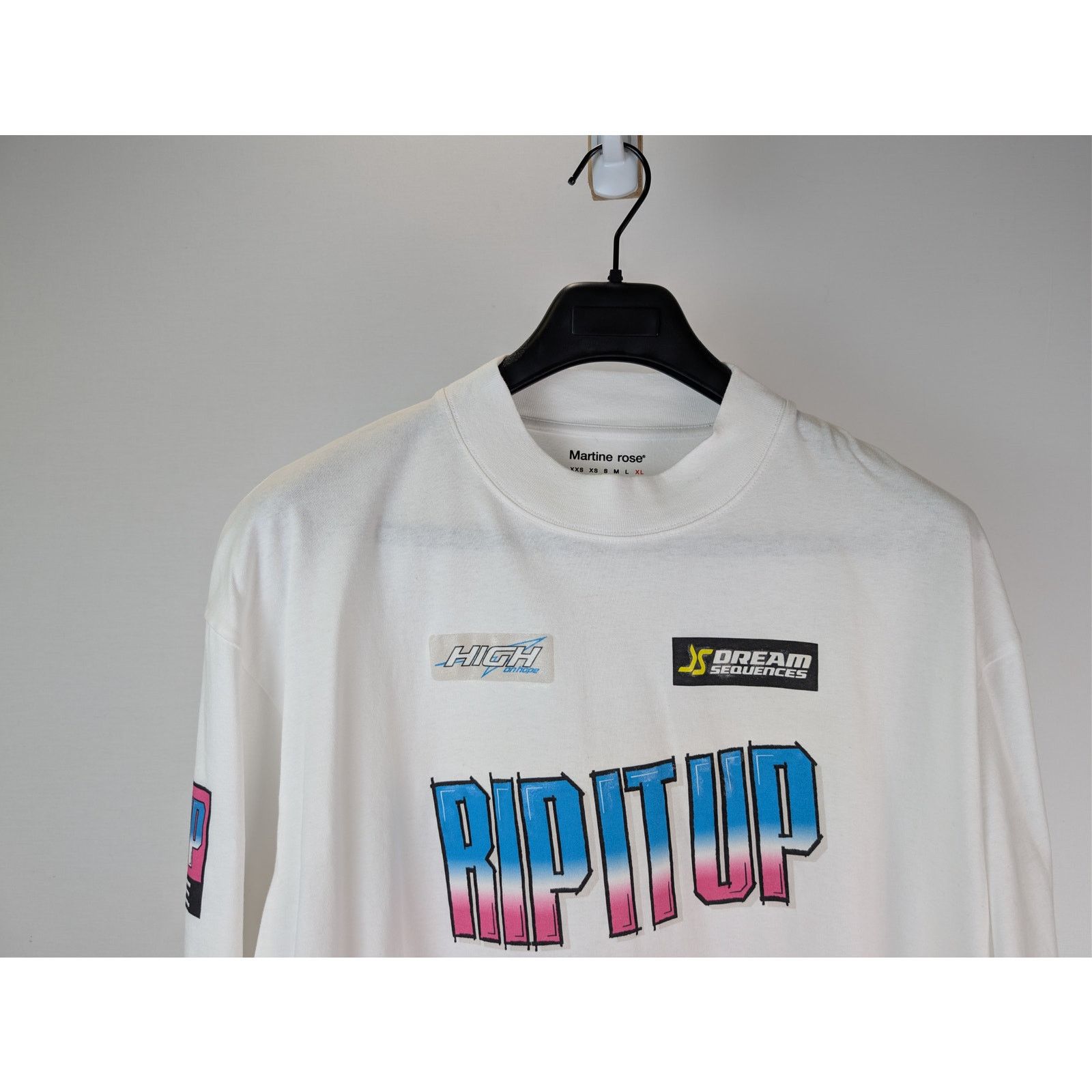 Martine Rose o1rshd1 Funnel Neck Long-Sleeve T-Shirt in White Size US XL / EU 56 / 4 - 3 Thumbnail