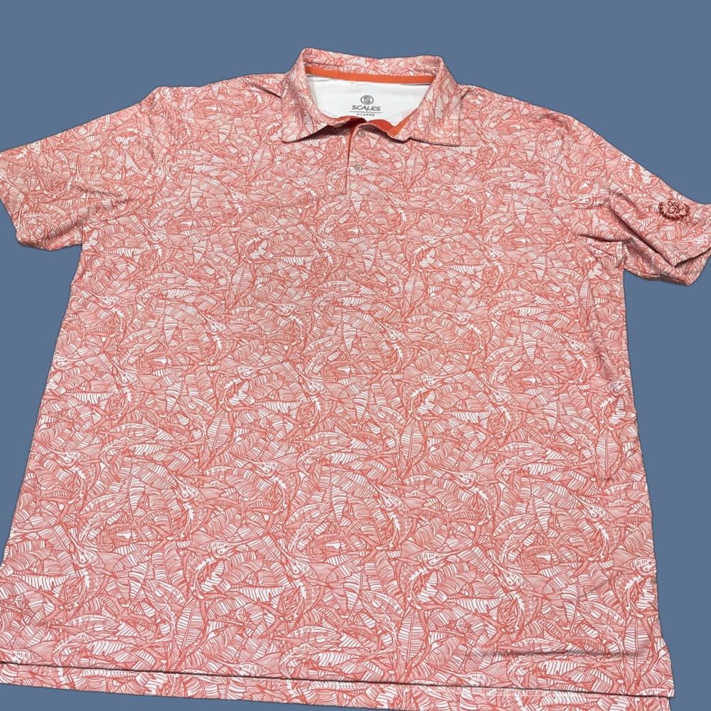Vintage Scales Polo Shirt Mens XL Orange AOP Printed Golf Performance Stretch Shirt Size US XL / EU 56 / 4 - 1 Thumbnail