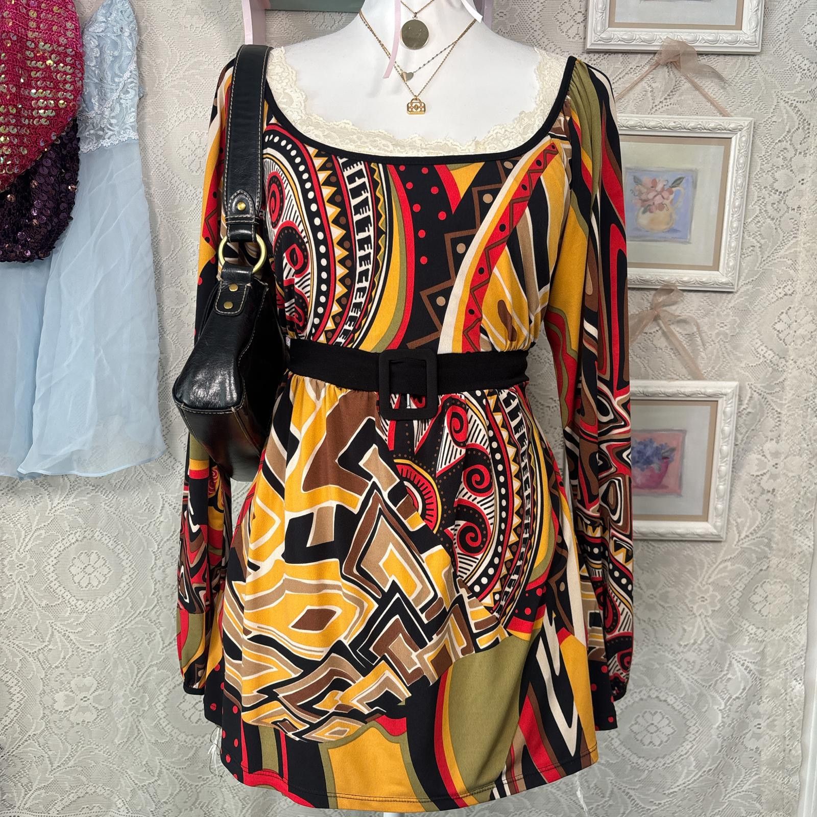 Other y2k multicolored tie back flowy blouse Size M / US 6-8 / IT 42-44 - 4 Thumbnail